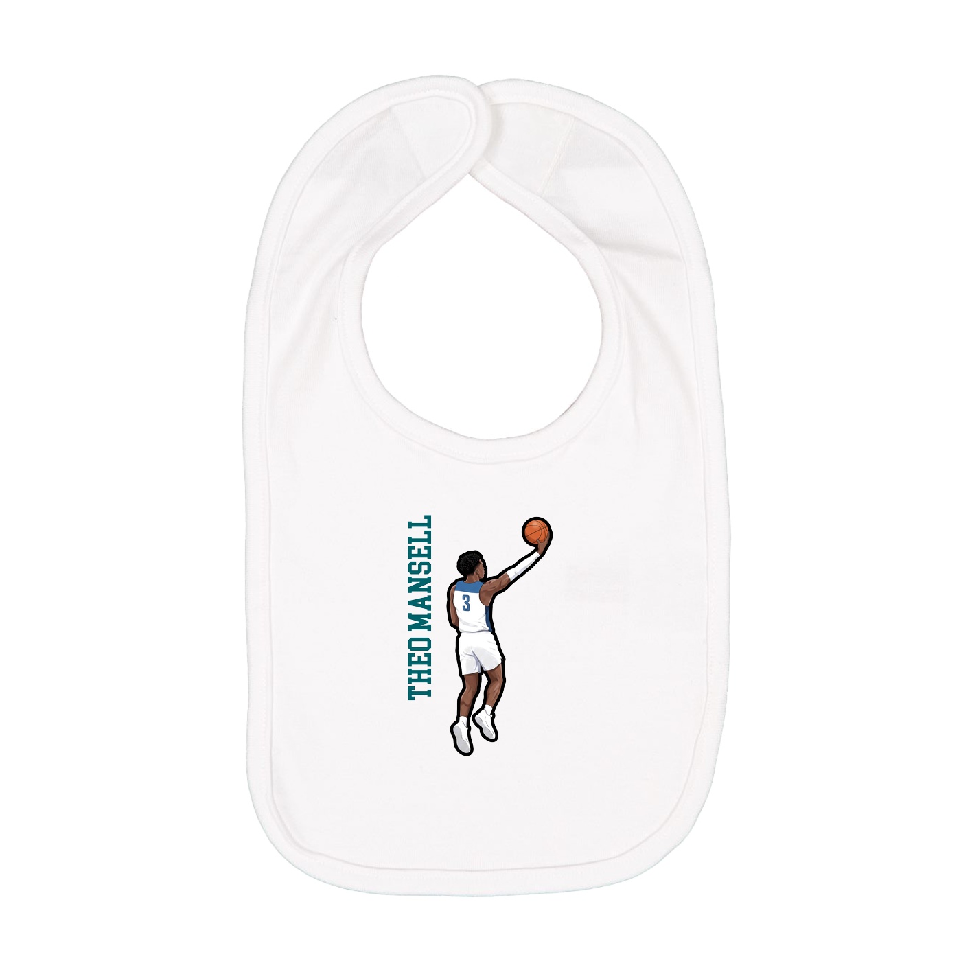 Infant Bib — Name Vertical in White