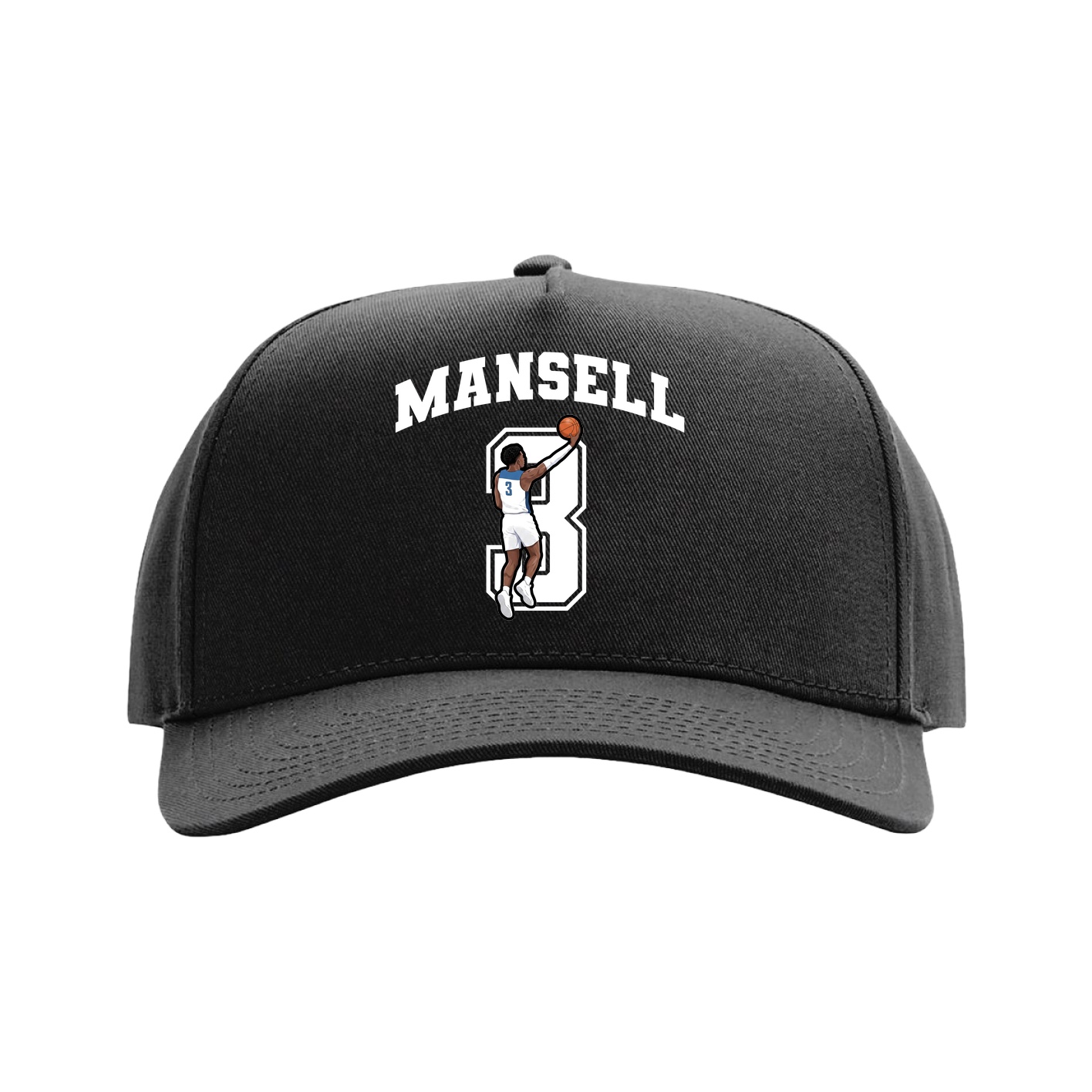 Full Fabric Five-Panel Champ Cap — Number in Black