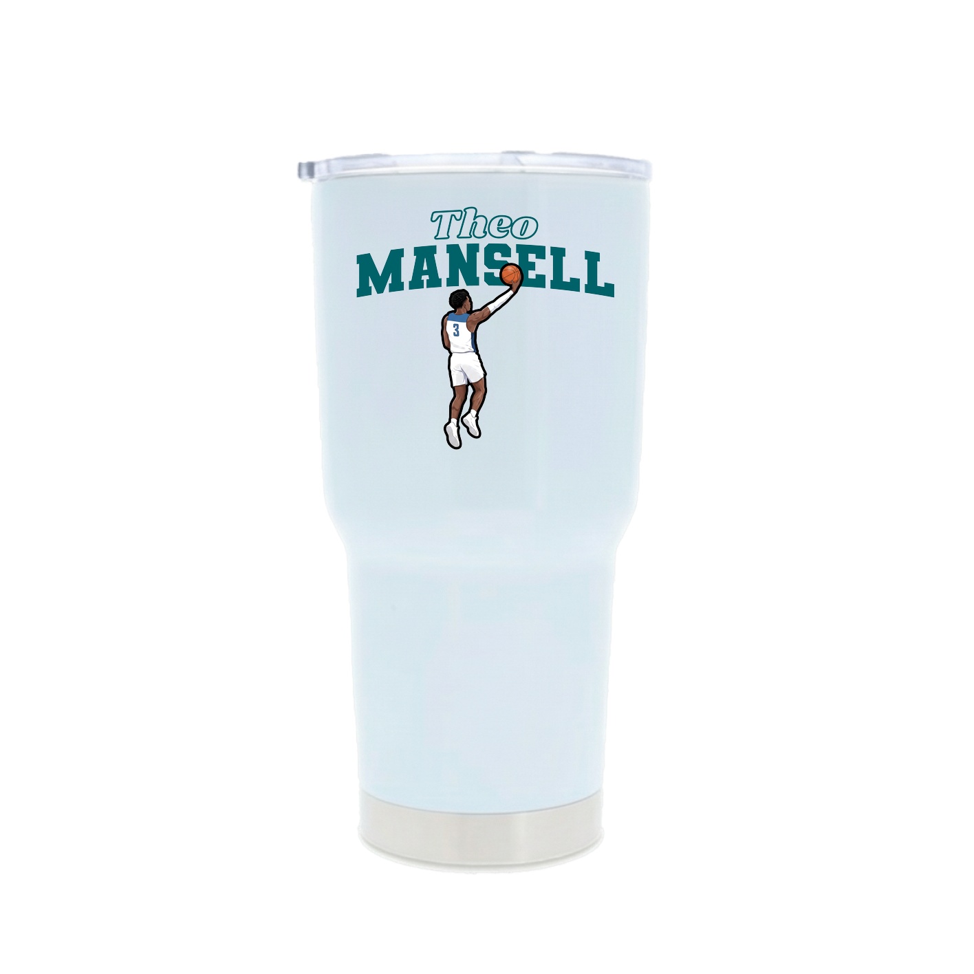 30oz Stainless Steel Tumbler — Name Arch in White