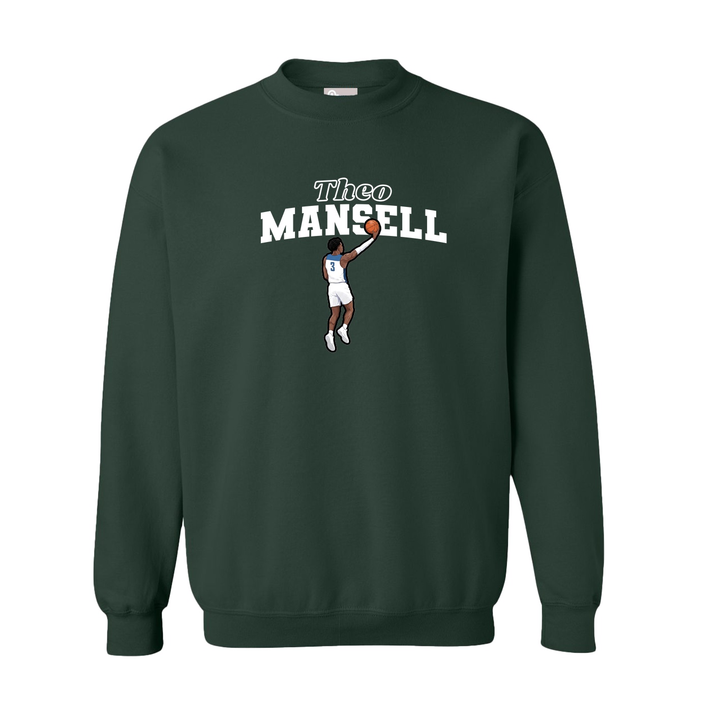 Fleece Crew — Name Arch in Green