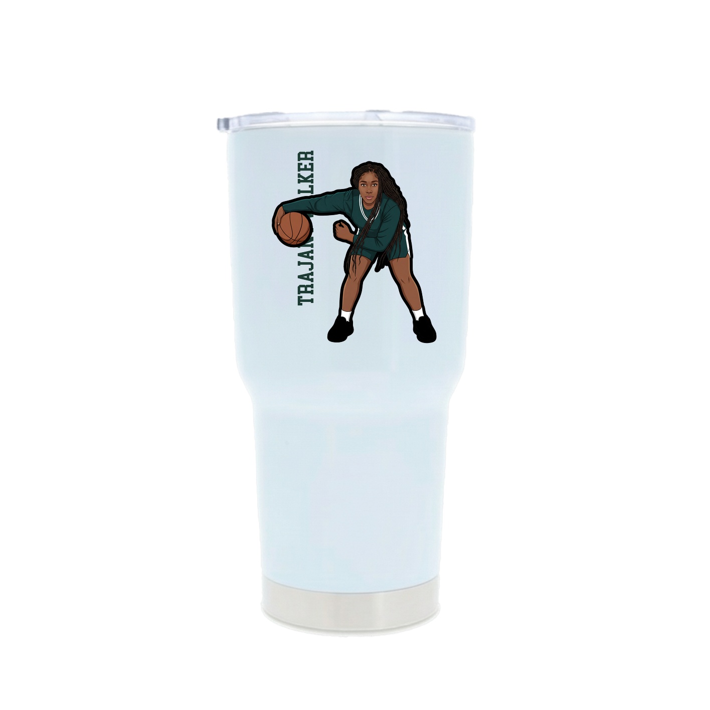30oz Stainless Steel Tumbler — Name Vertical in White