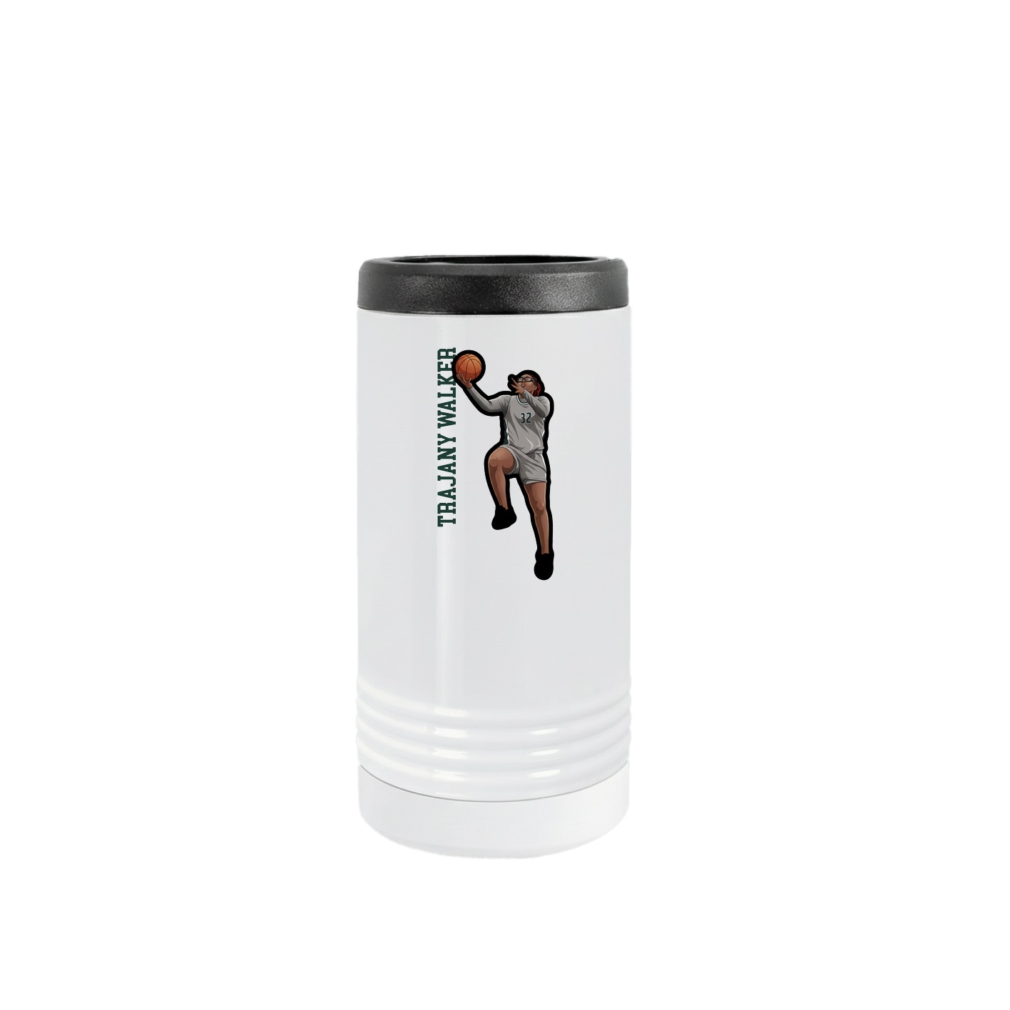 Slim Beverage Holder — Name Vertical in White