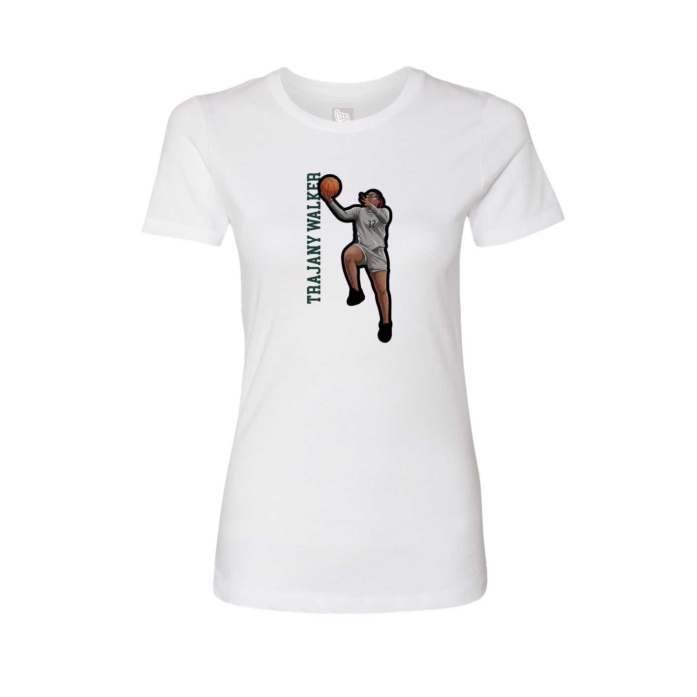 Fitted Women's Tee — Name Vertical in White