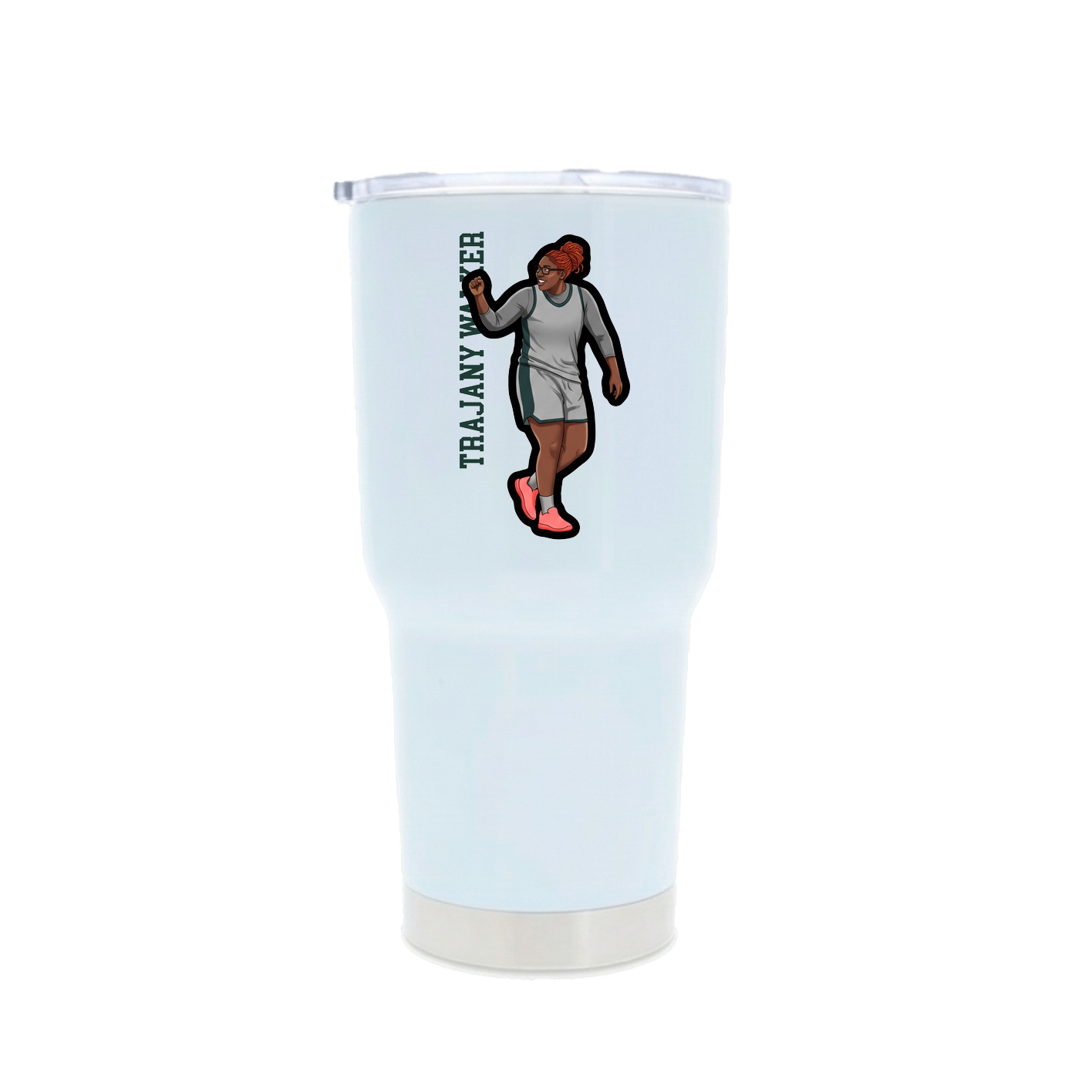 30oz Stainless Steel Tumbler — Name Vertical in White
