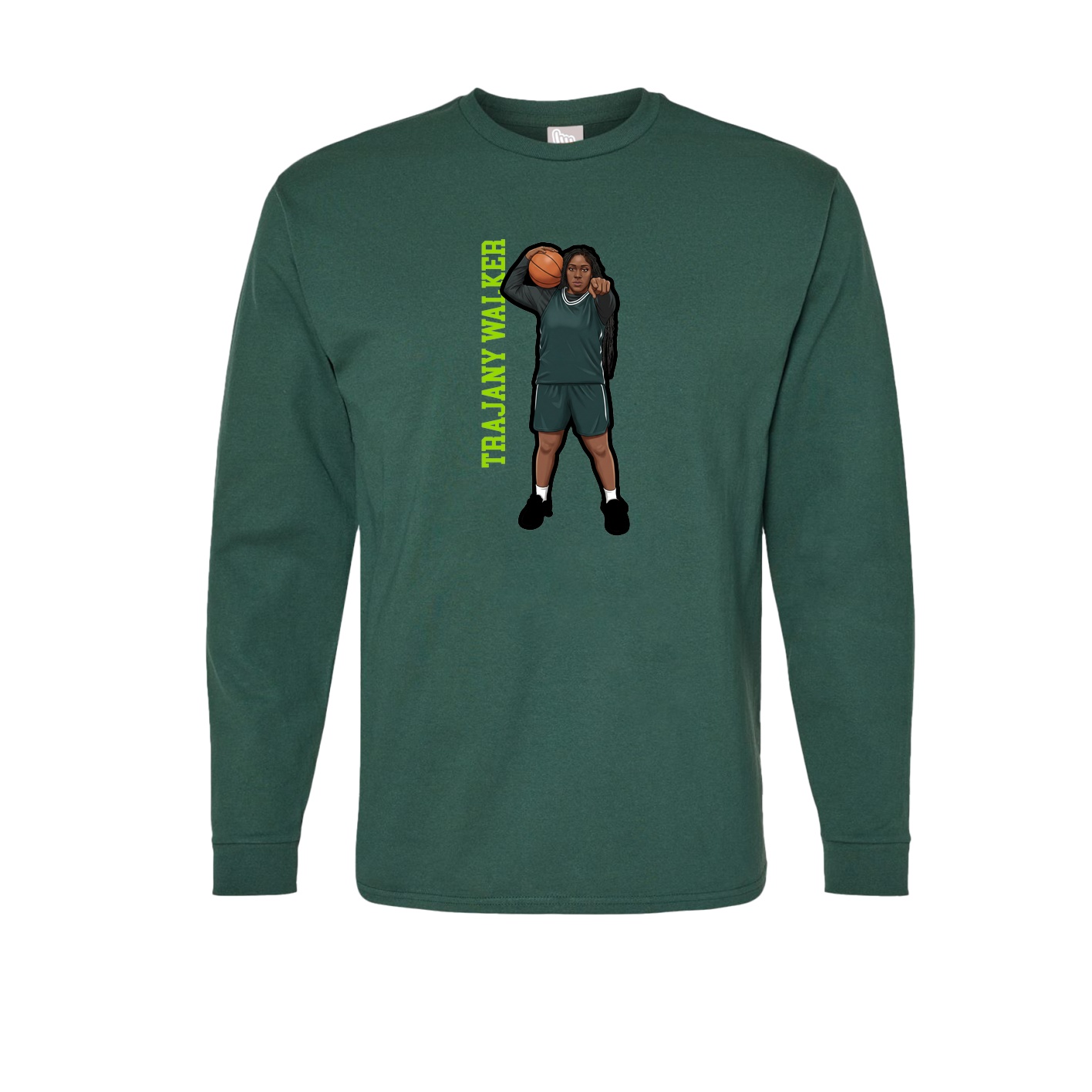 Long Sleeve Tee — Name Vertical in Green