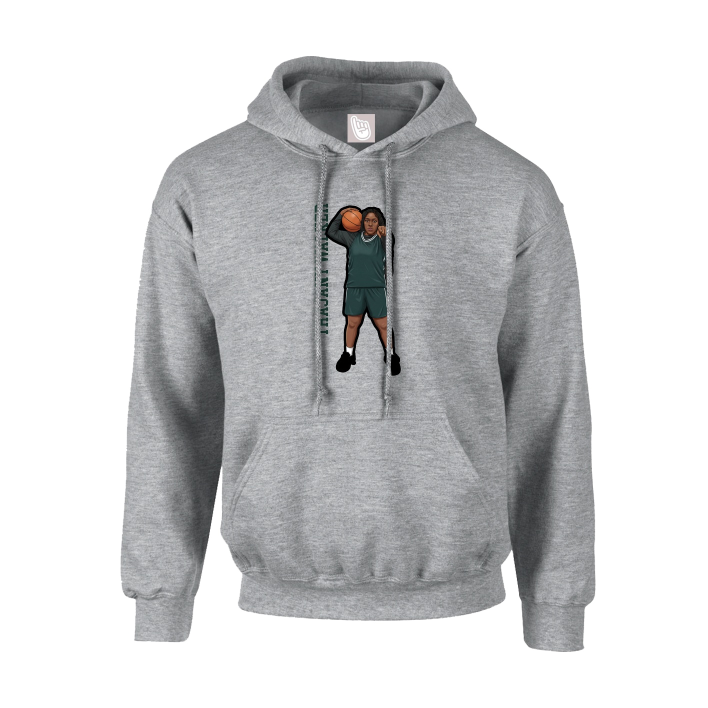 Youth Hoodie — Name Vertical in Grey