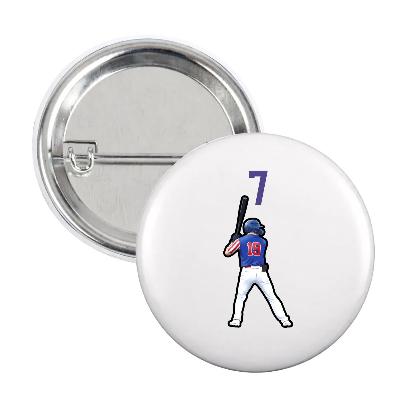 Game Day Button — Number Top in White