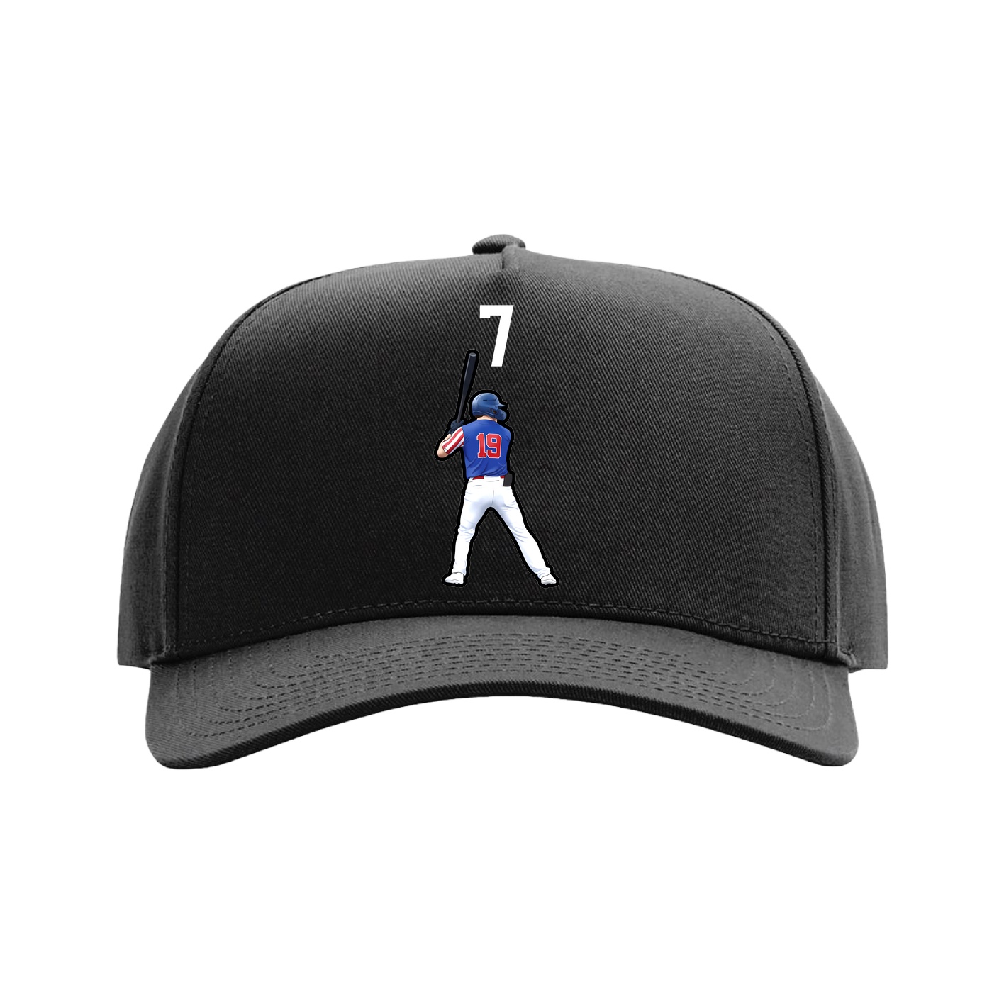 Full Fabric Five-Panel Champ Cap — Number Top in Black