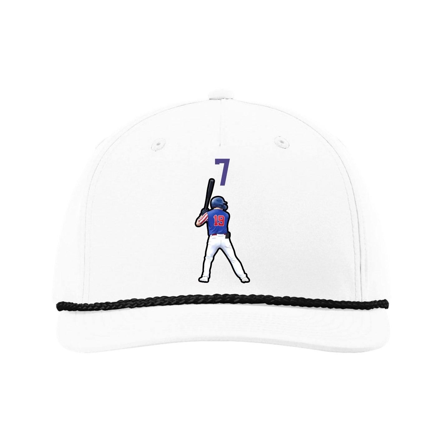 Five-Panel Classic Rope Cap — Number Top in White