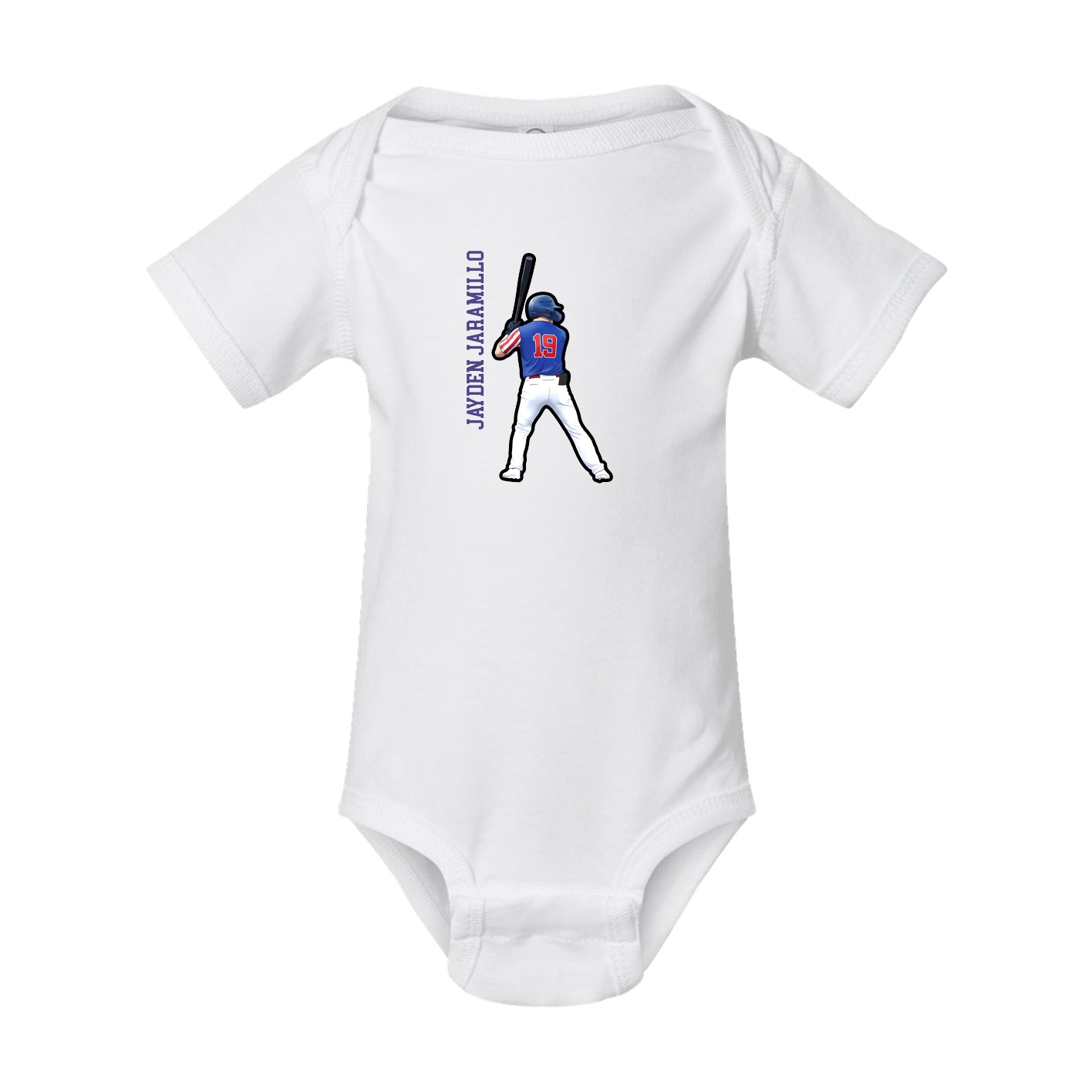 Baby Onesie — Name Vertical in White