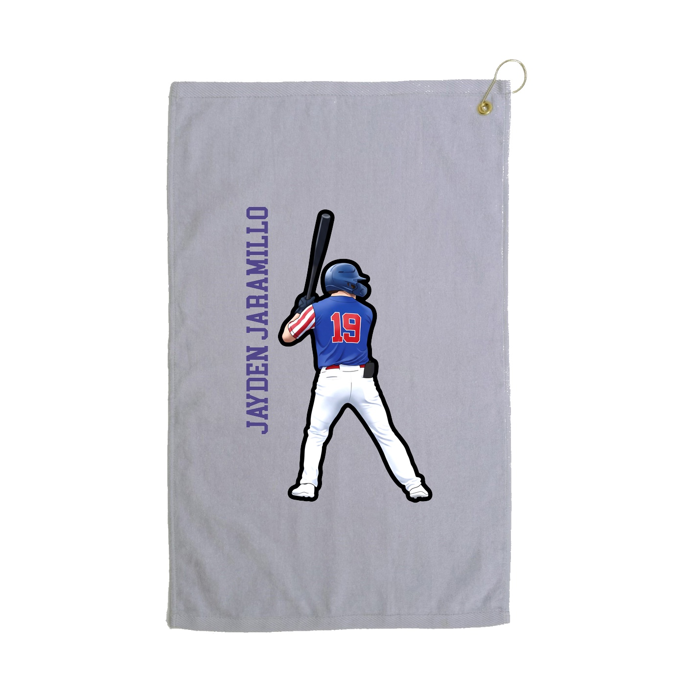 Golf Towel — Name Vertical in Grey