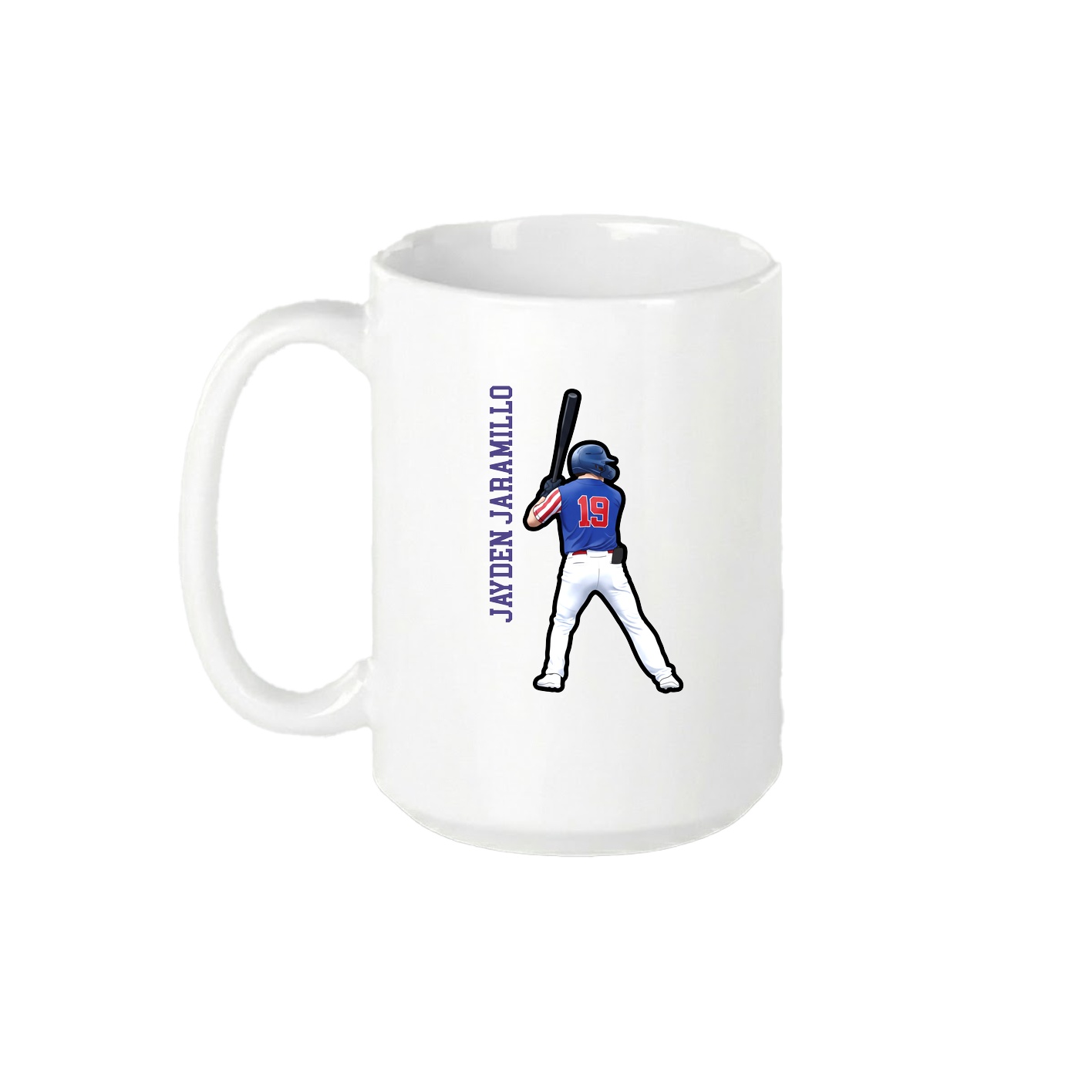15oz Coffee Mug — Name Vertical in White