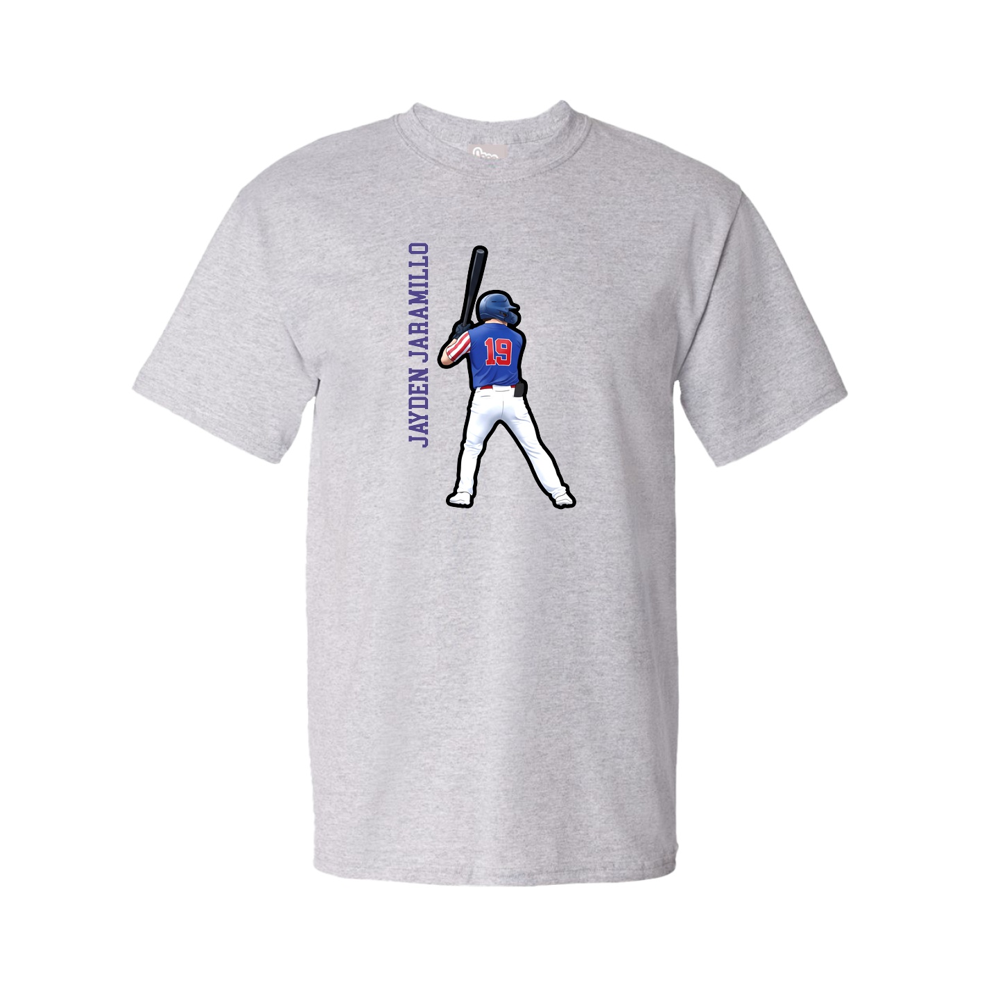 Tee — Name Vertical in Grey