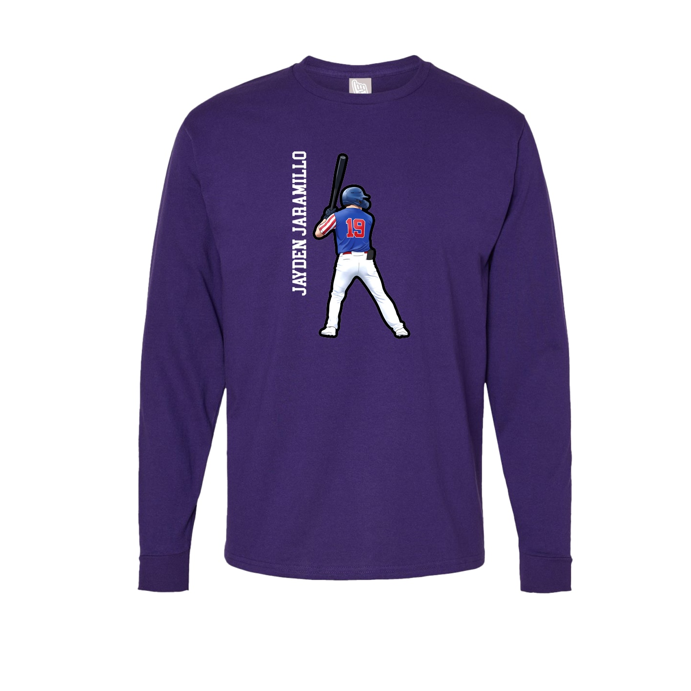 Long Sleeve Tee — Name Vertical in Purple
