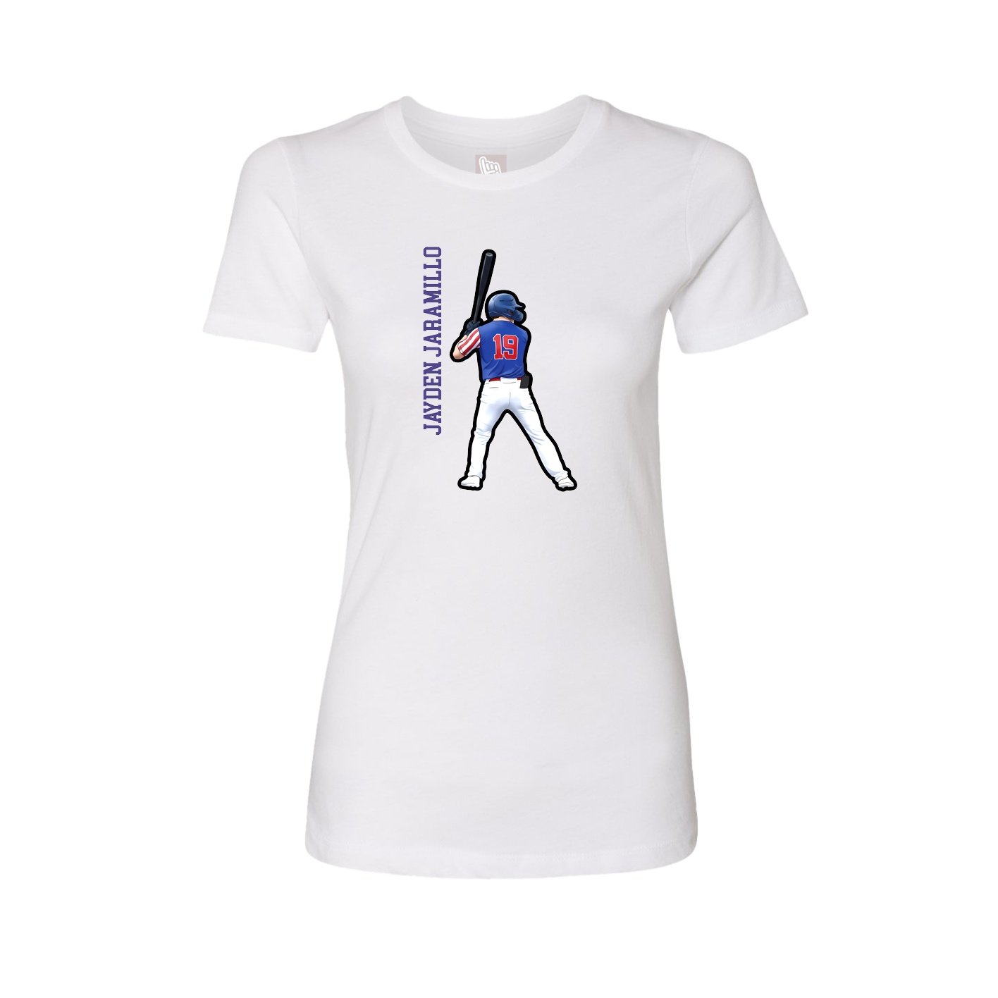 Fitted Women's Tee — Name Vertical in White
