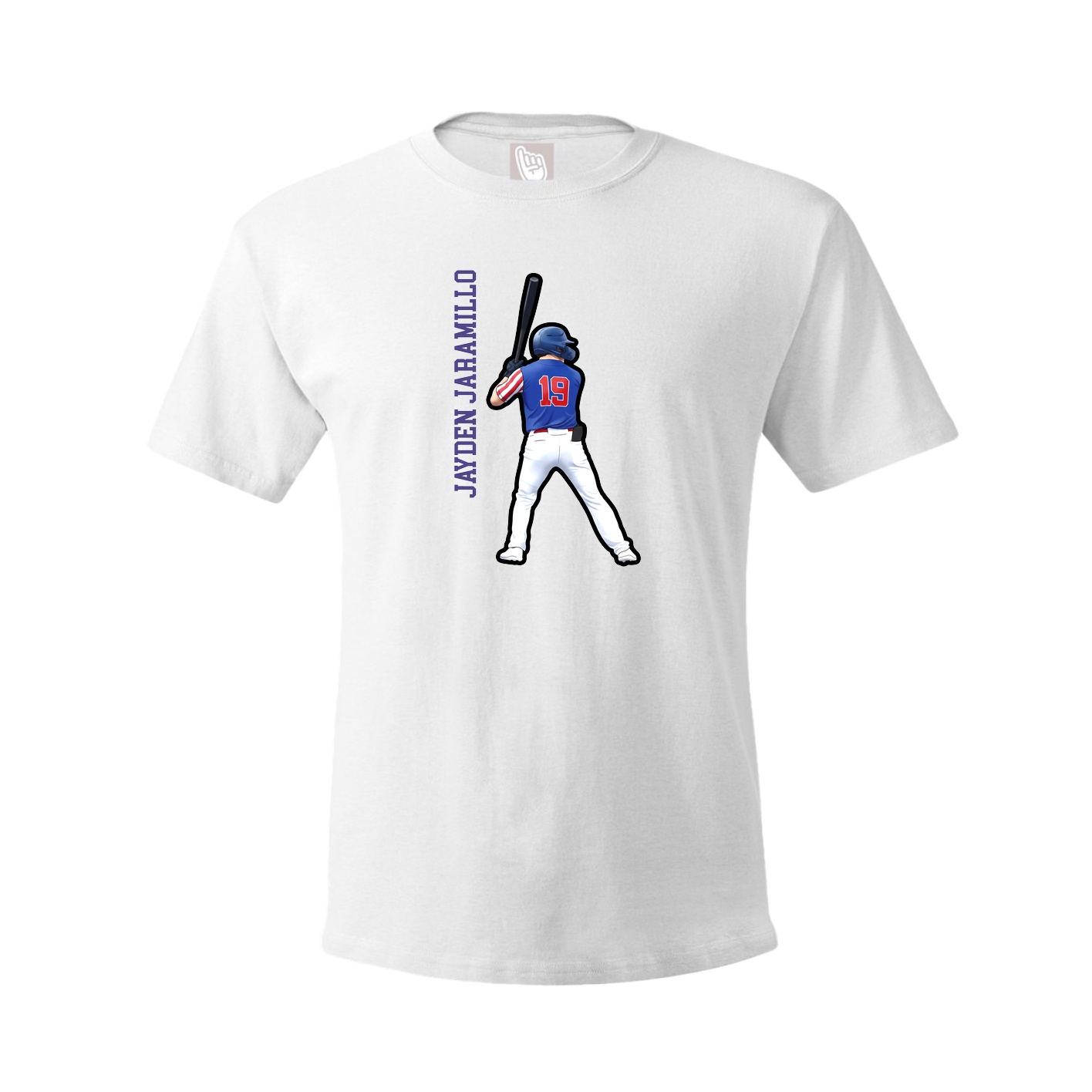 Youth Tee — Name Vertical in White