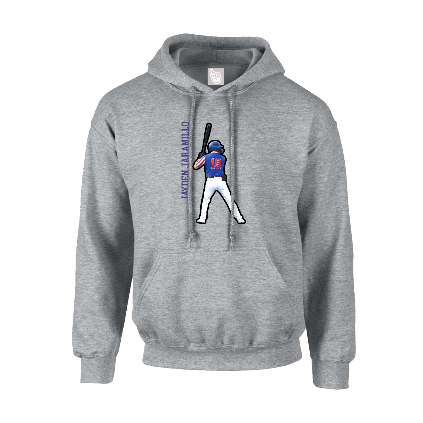 Hoodie — Name Vertical in Grey