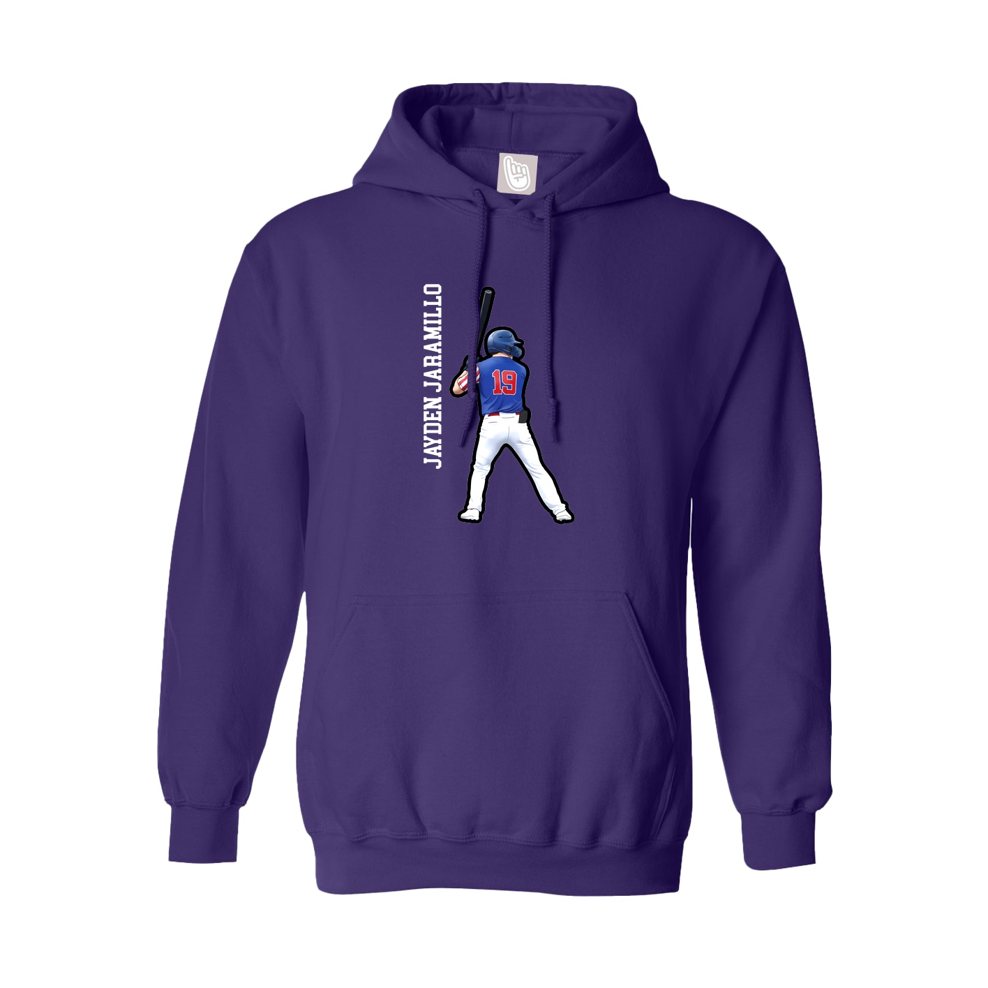 Youth Hoodie — Name Vertical in Purple