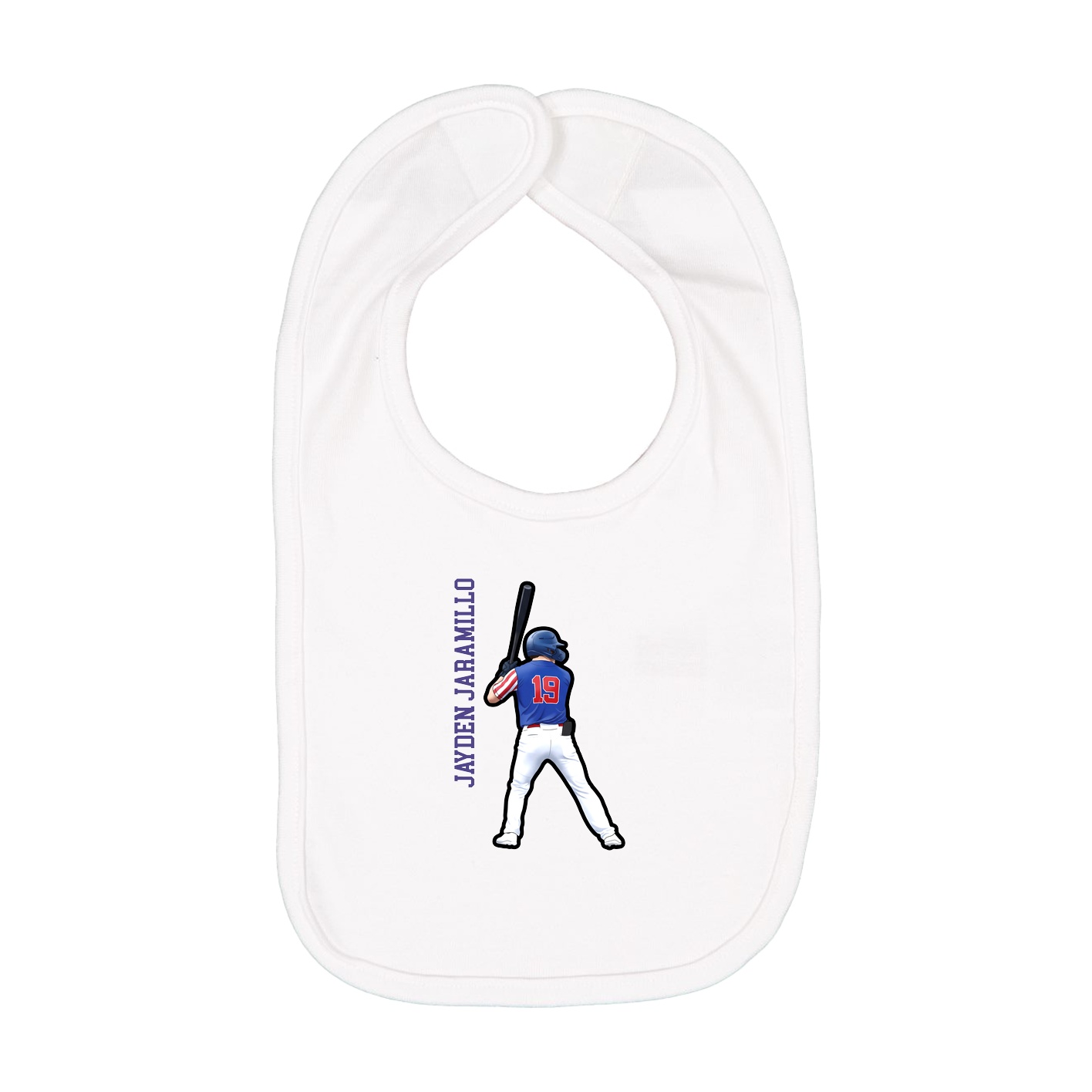 Infant Bib — Name Vertical in White