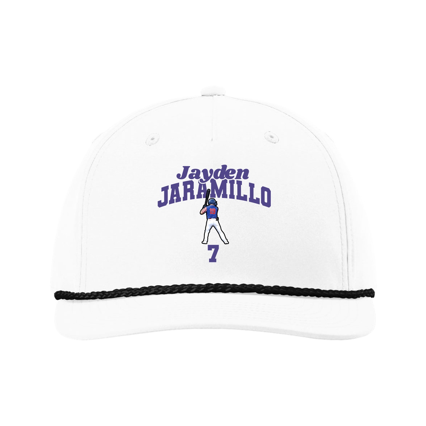 Five-Panel Classic Rope Cap — Signature Arch in White