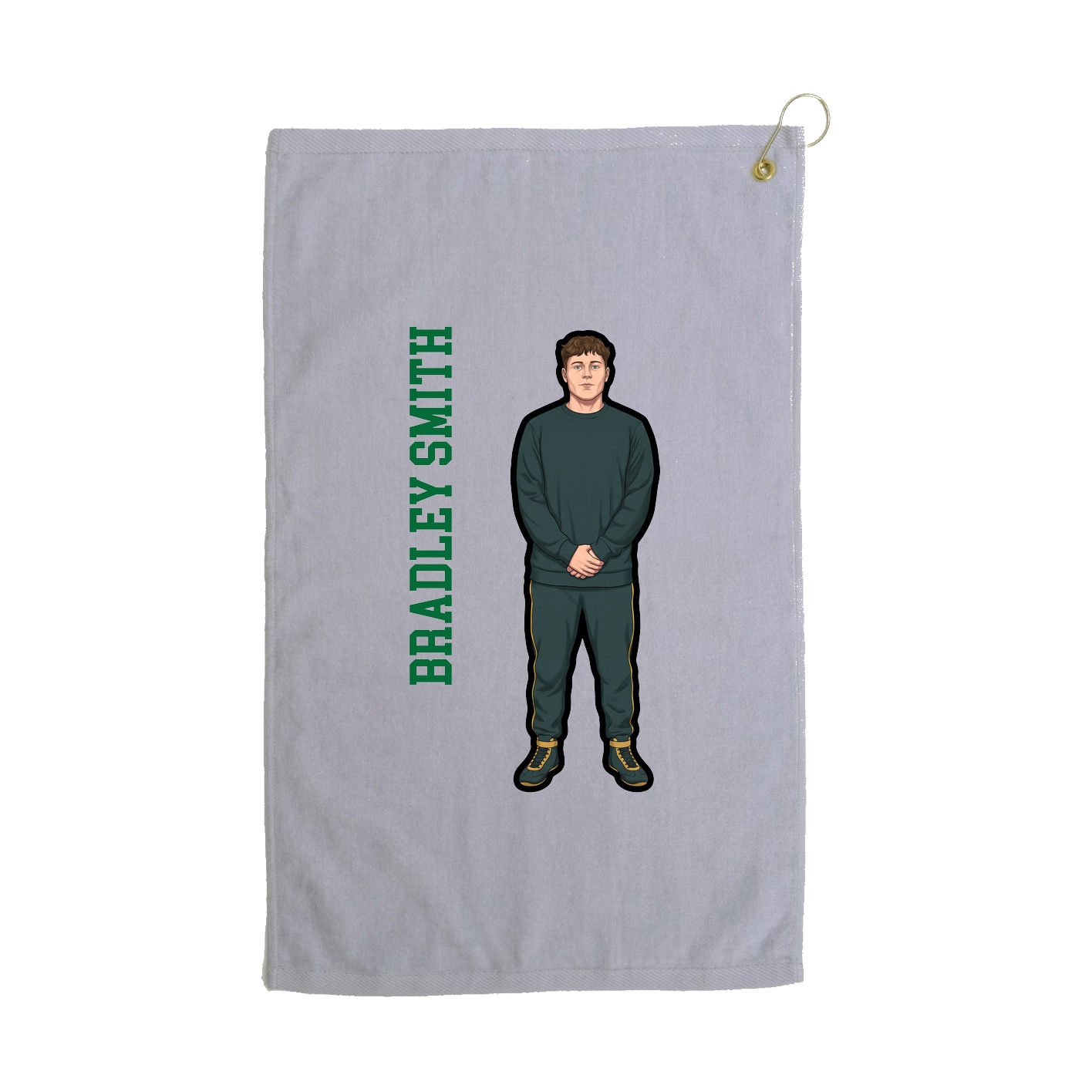 Golf Towel — Name Vertical in Grey