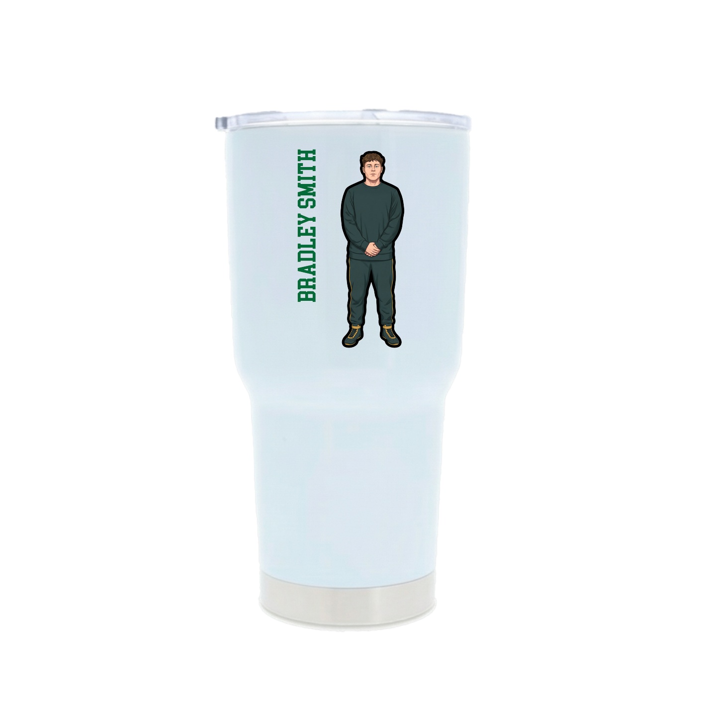 30oz Stainless Steel Tumbler — Name Vertical in White