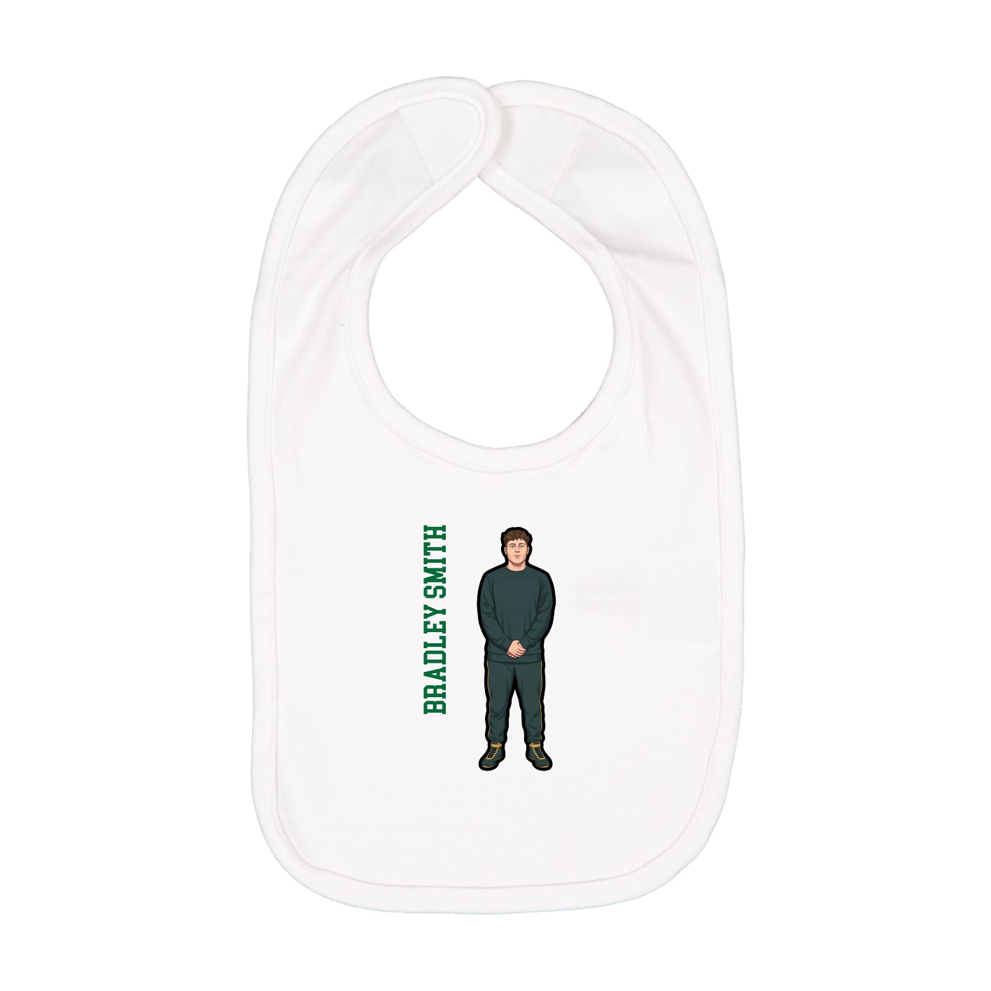 Infant Bib — Name Vertical in White