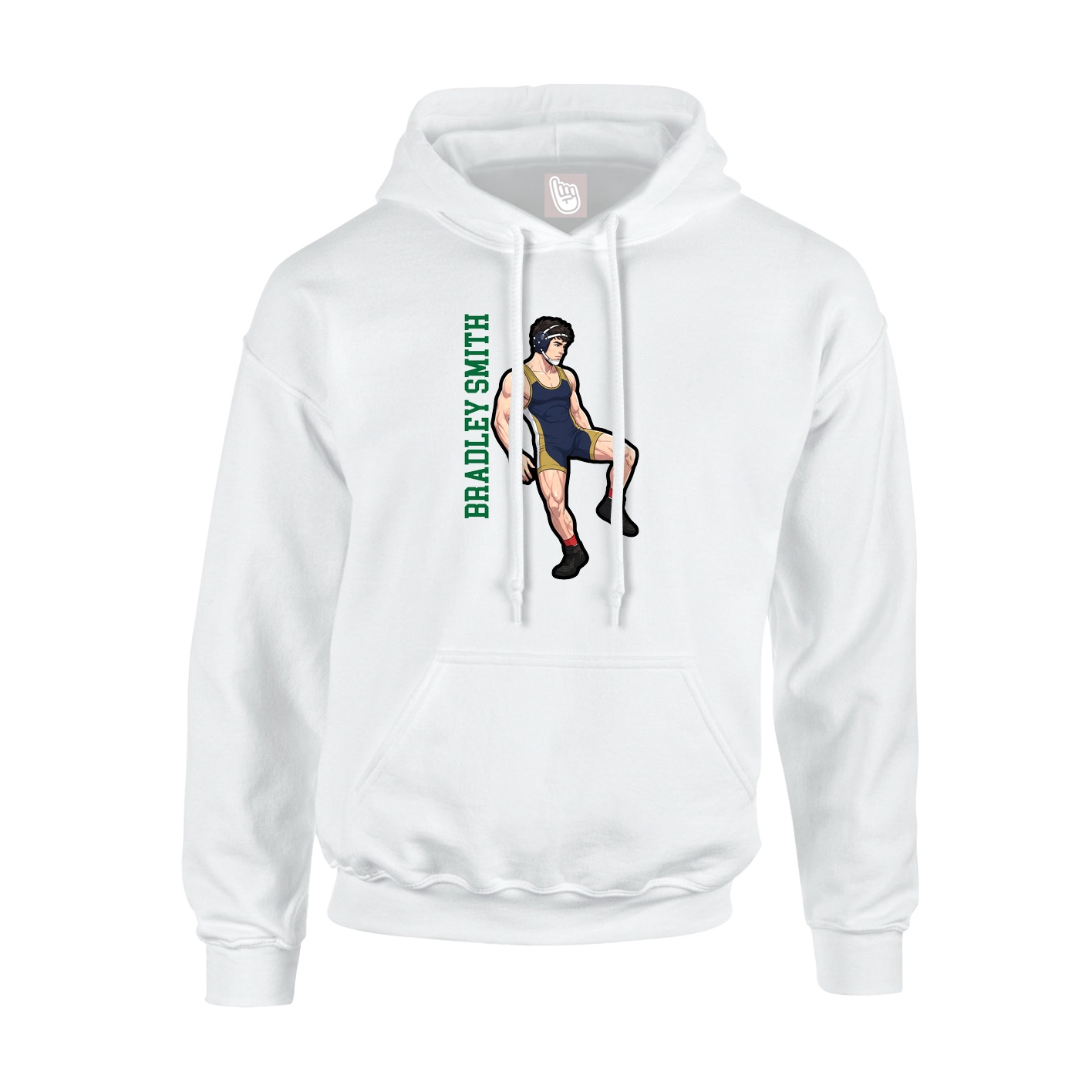 Youth Hoodie — Name Vertical in White