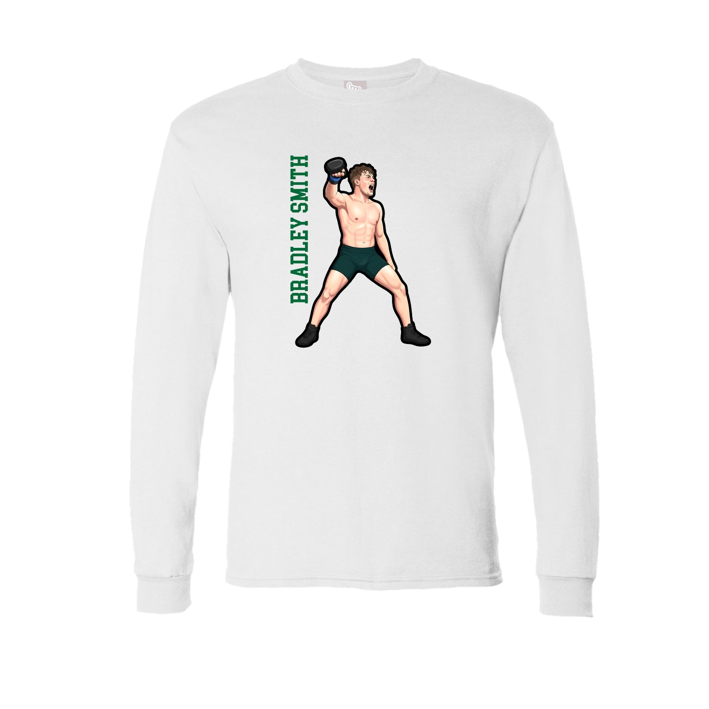 Long Sleeve Tee — Name Vertical in White