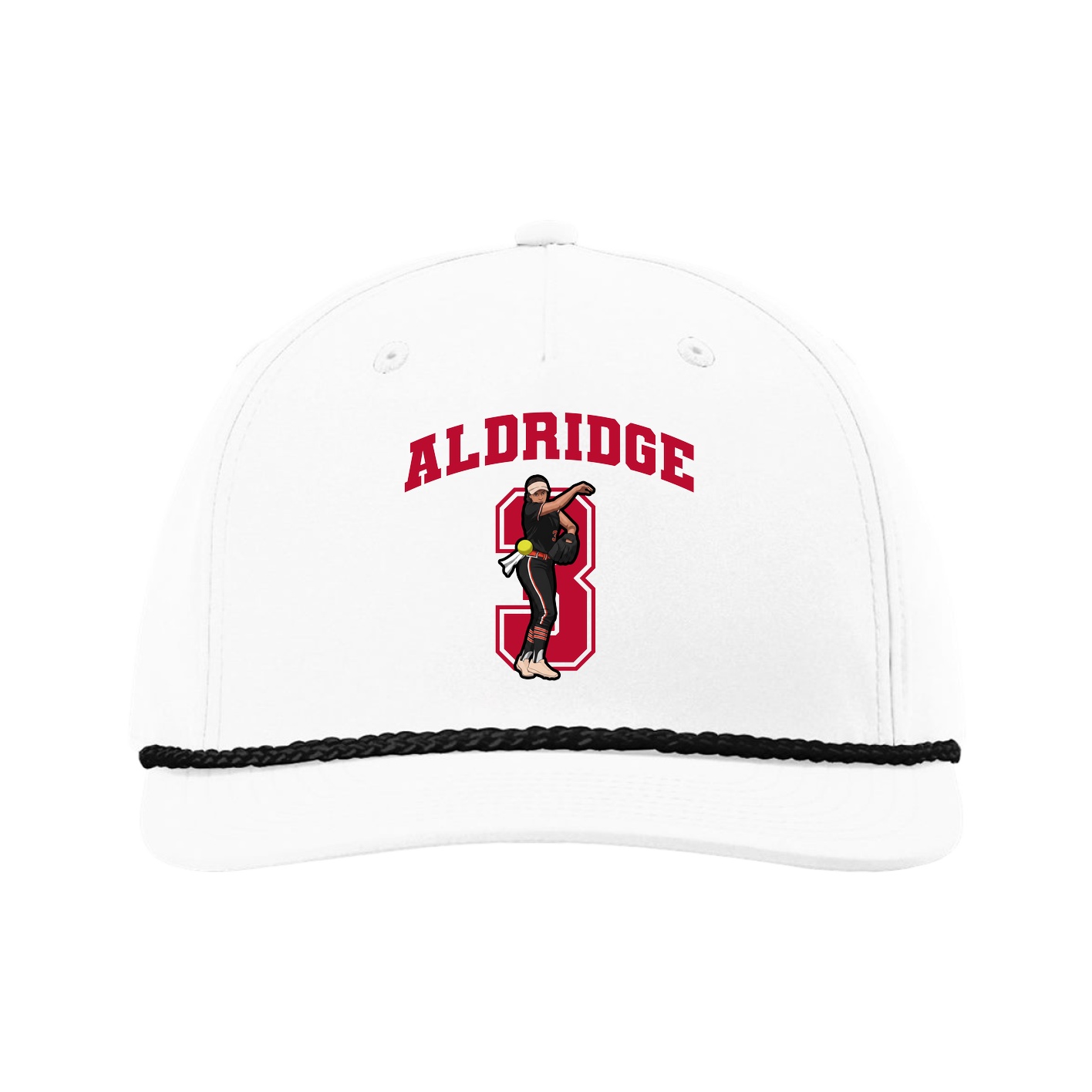 Five-Panel Classic Rope Cap — Number in White
