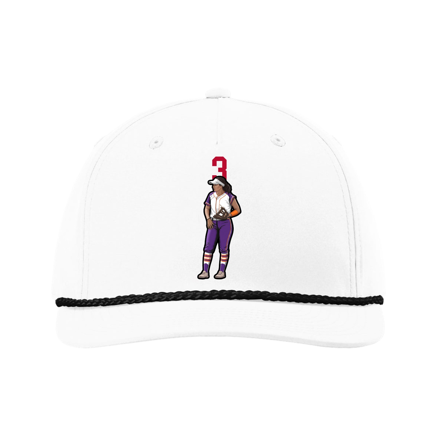 Five-Panel Classic Rope Cap — Number Top in White