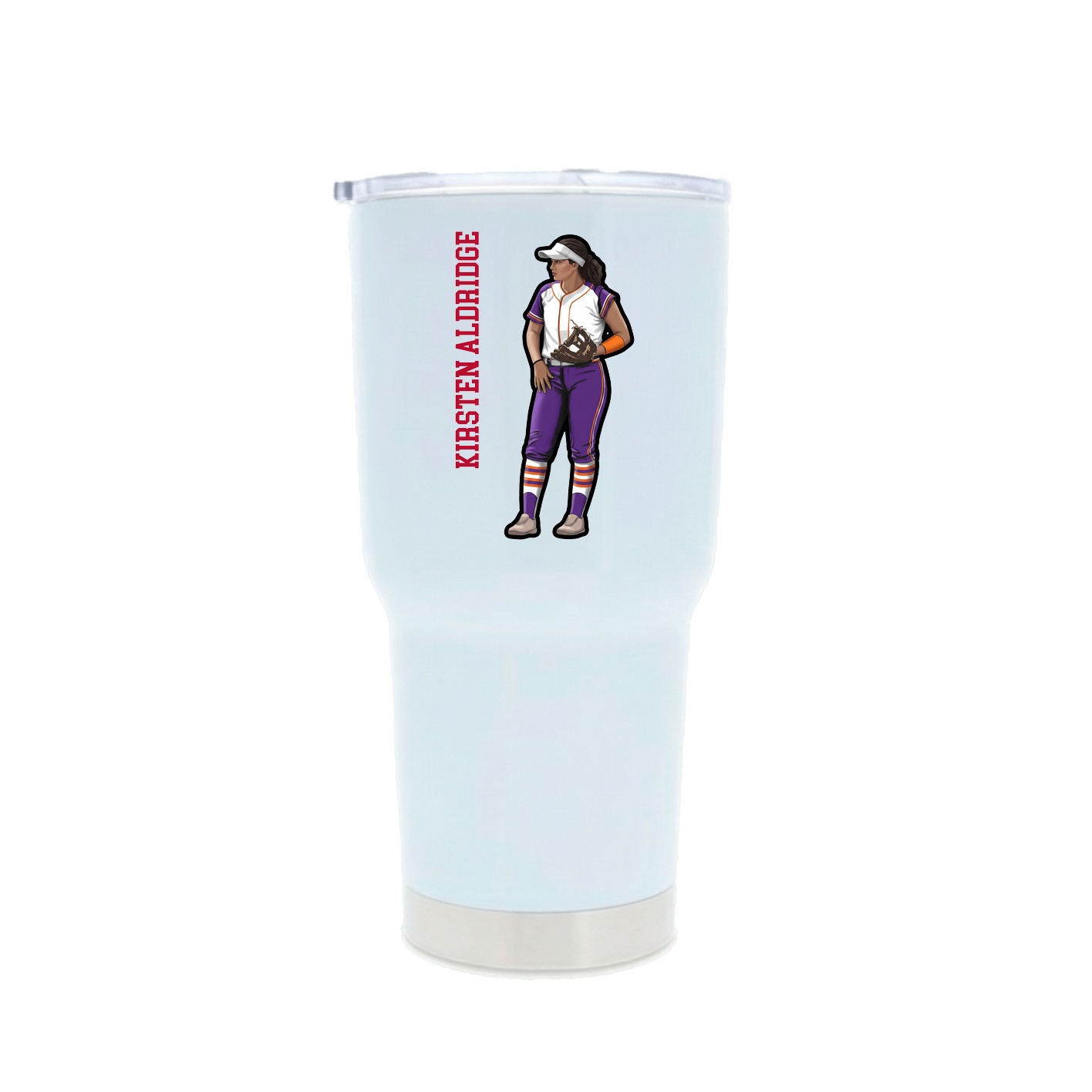 30oz Stainless Steel Tumbler — Name Vertical in White