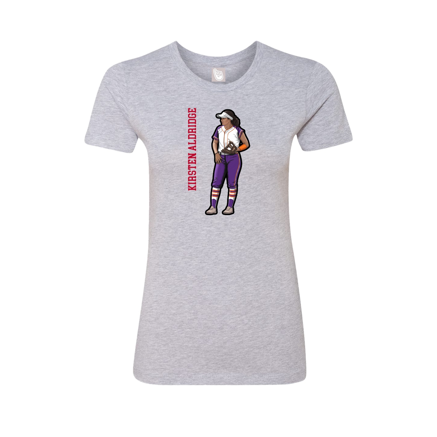Fitted Women's Tee — Name Vertical in Grey