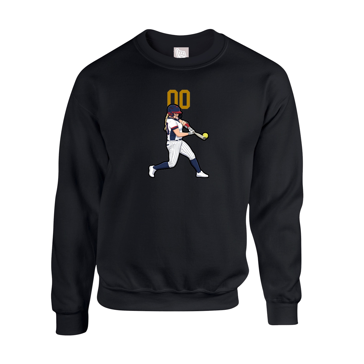 Fleece Crew — Number Top in Black