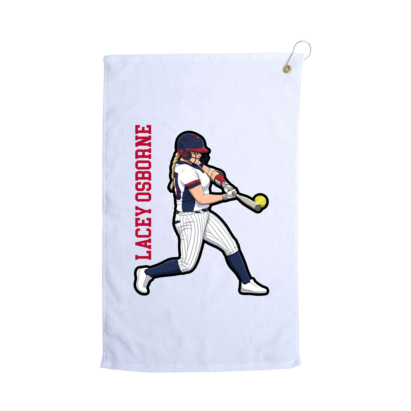 Golf Towel — Name Vertical in White