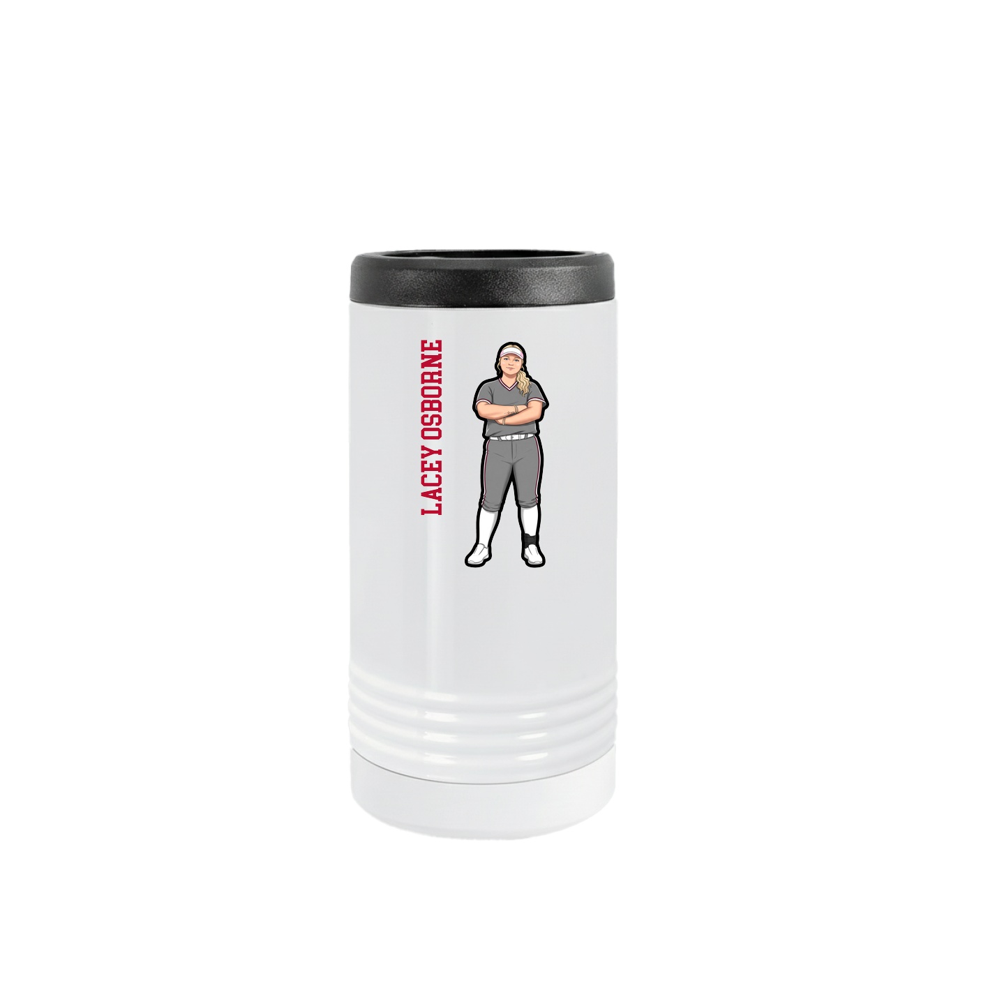 Slim Beverage Holder — Name Vertical in White