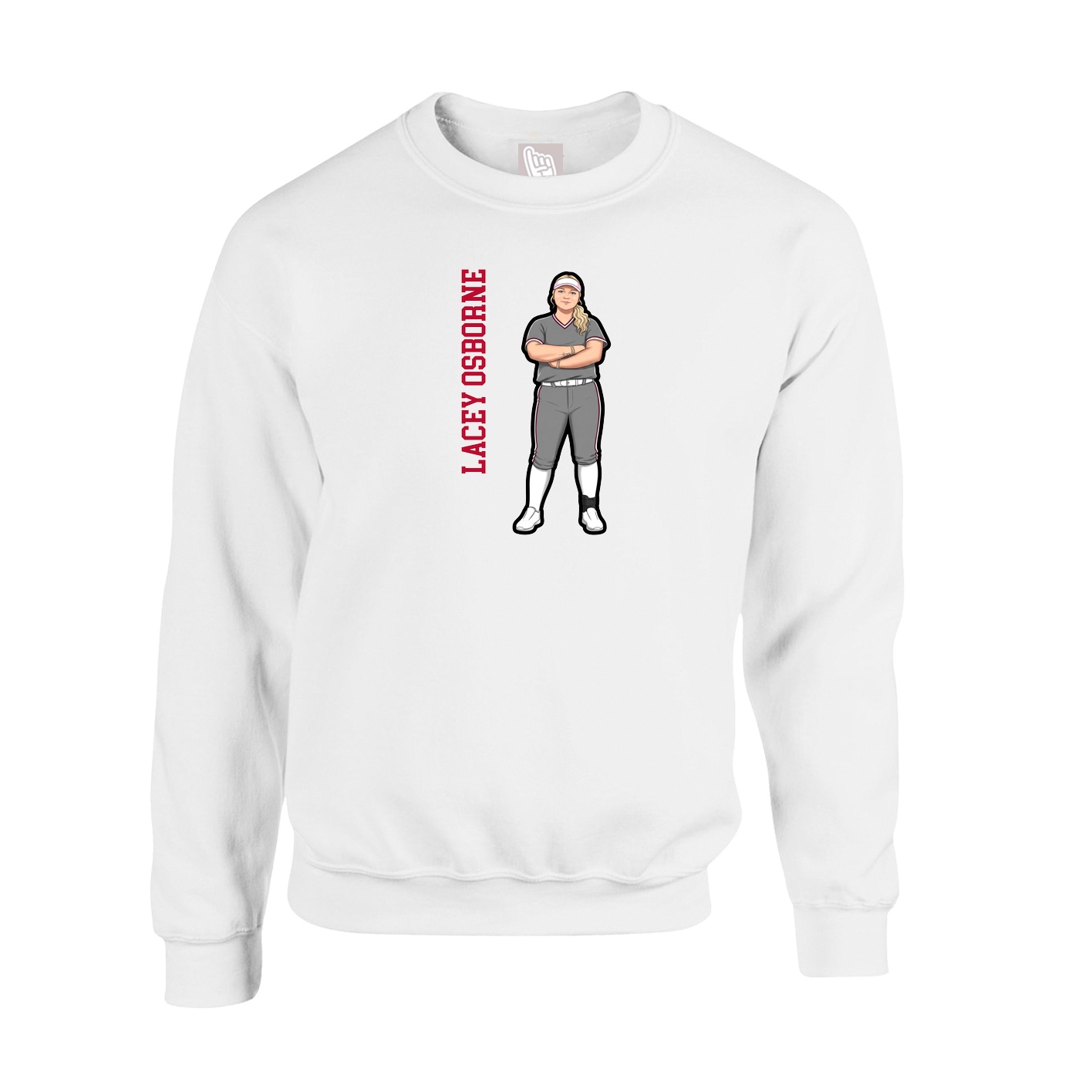 Fleece Crew — Name Vertical in White