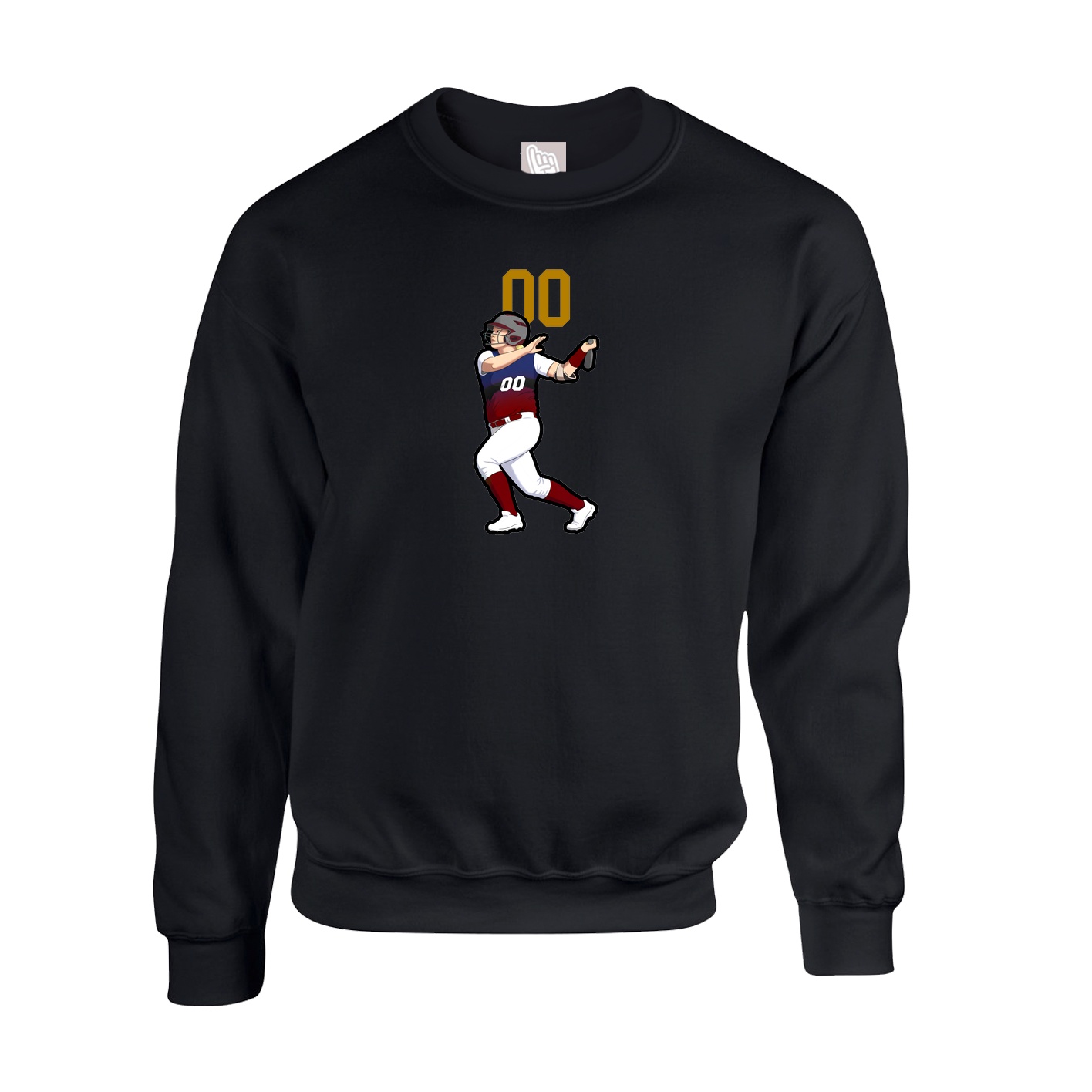 Fleece Crew — Number Top in Black