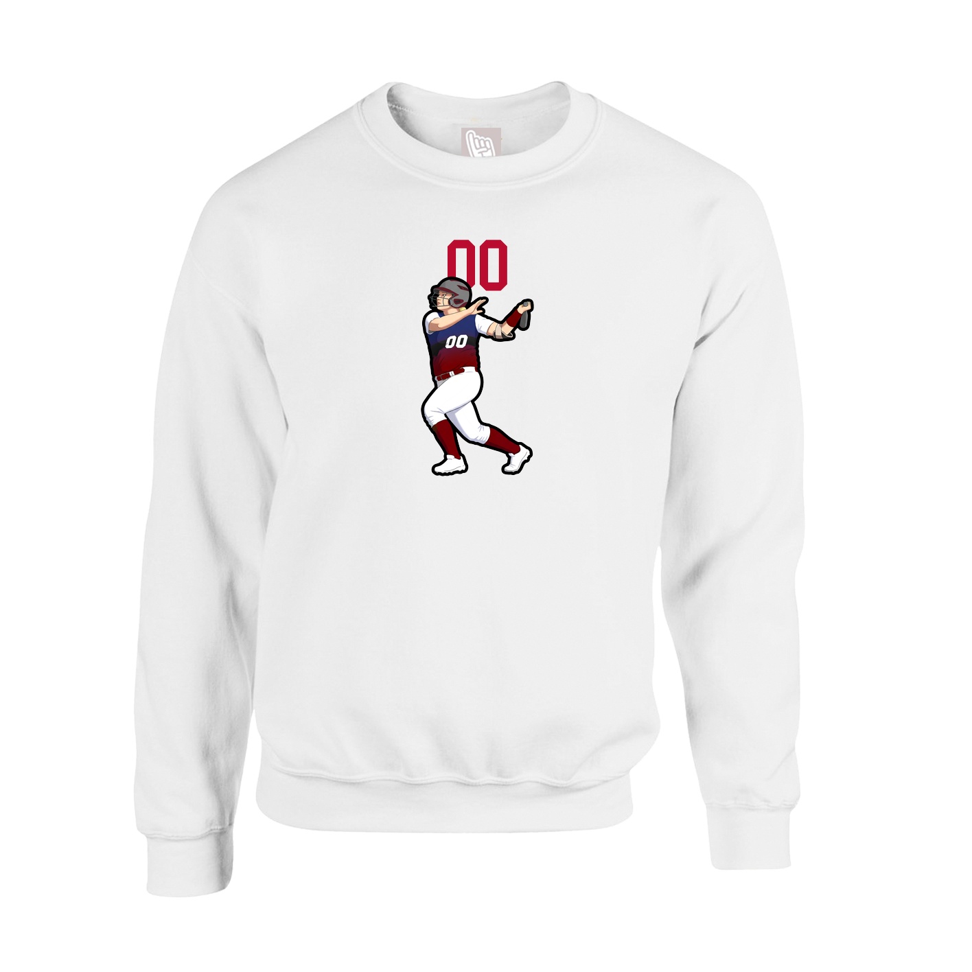 Fleece Crew — Number Top in White
