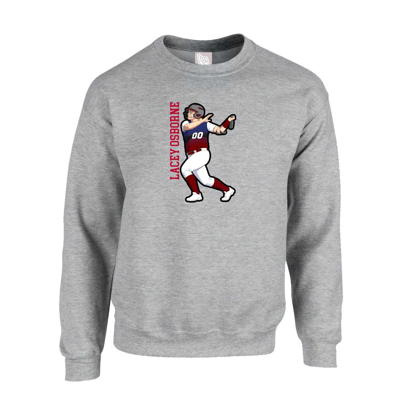 Fleece Crew — Name Vertical in Grey