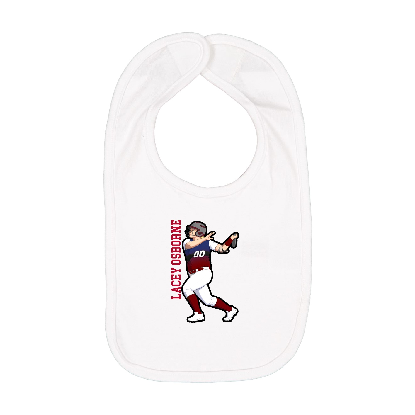 Infant Bib — Name Vertical in White