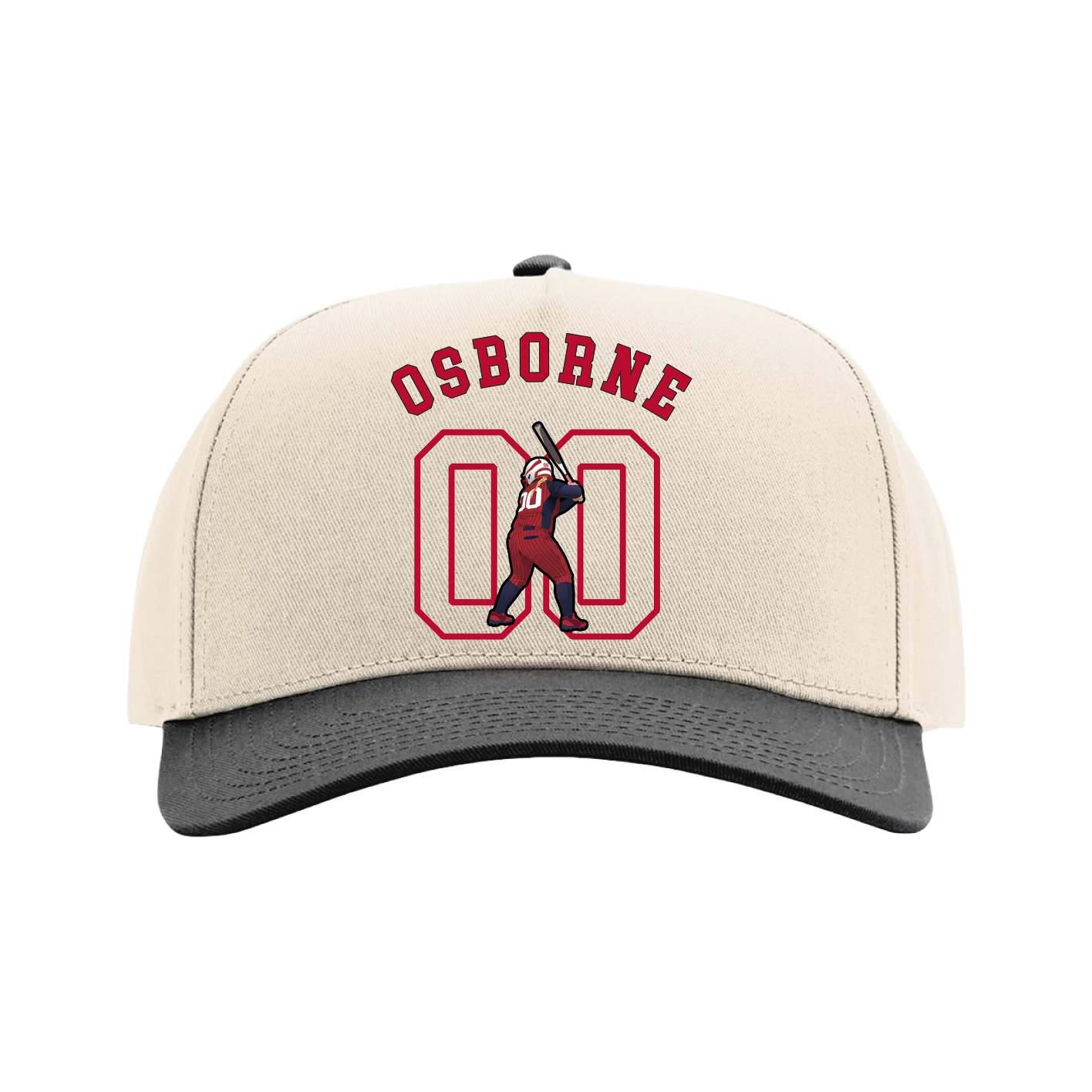 Full Fabric Five-Panel Champ Cap — Shirsey Arch in Cream/Black