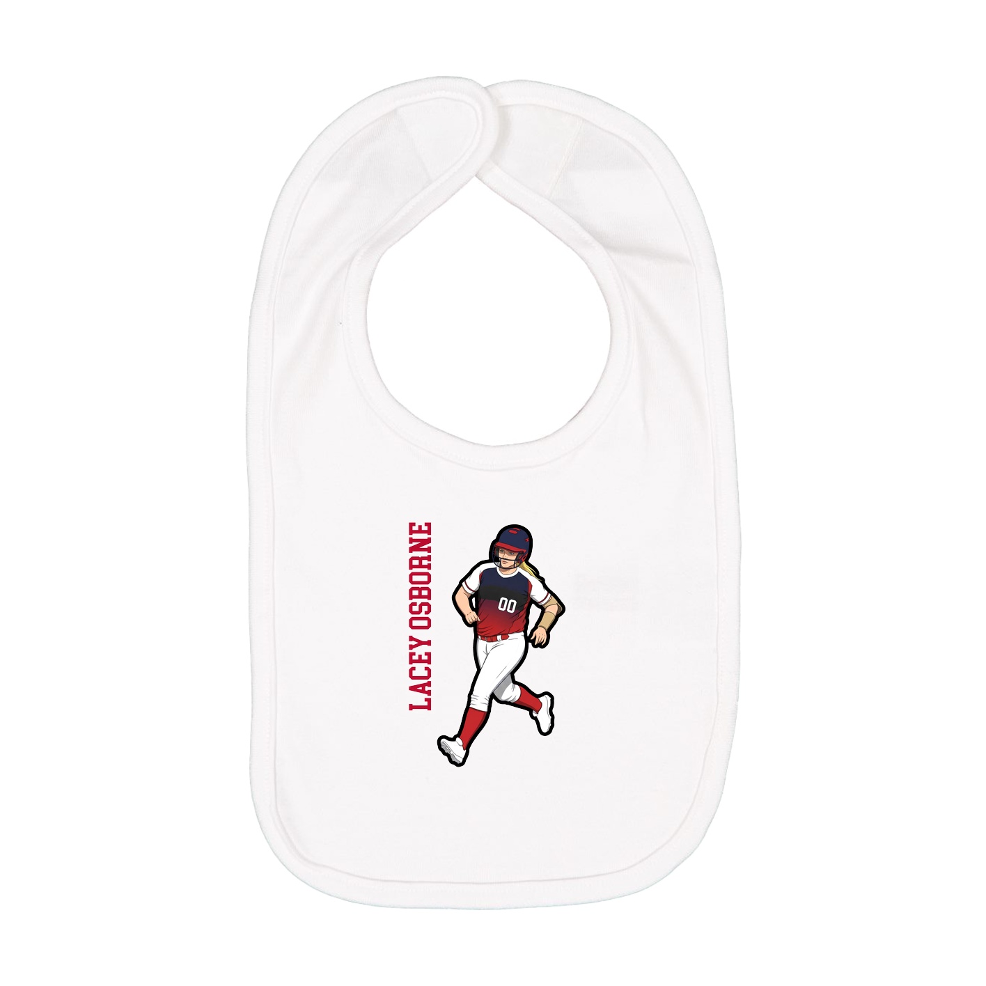 Infant Bib — Name Vertical in White