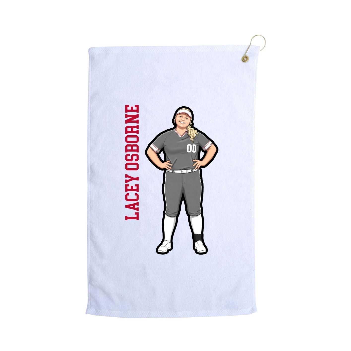 Golf Towel — Name Vertical in White