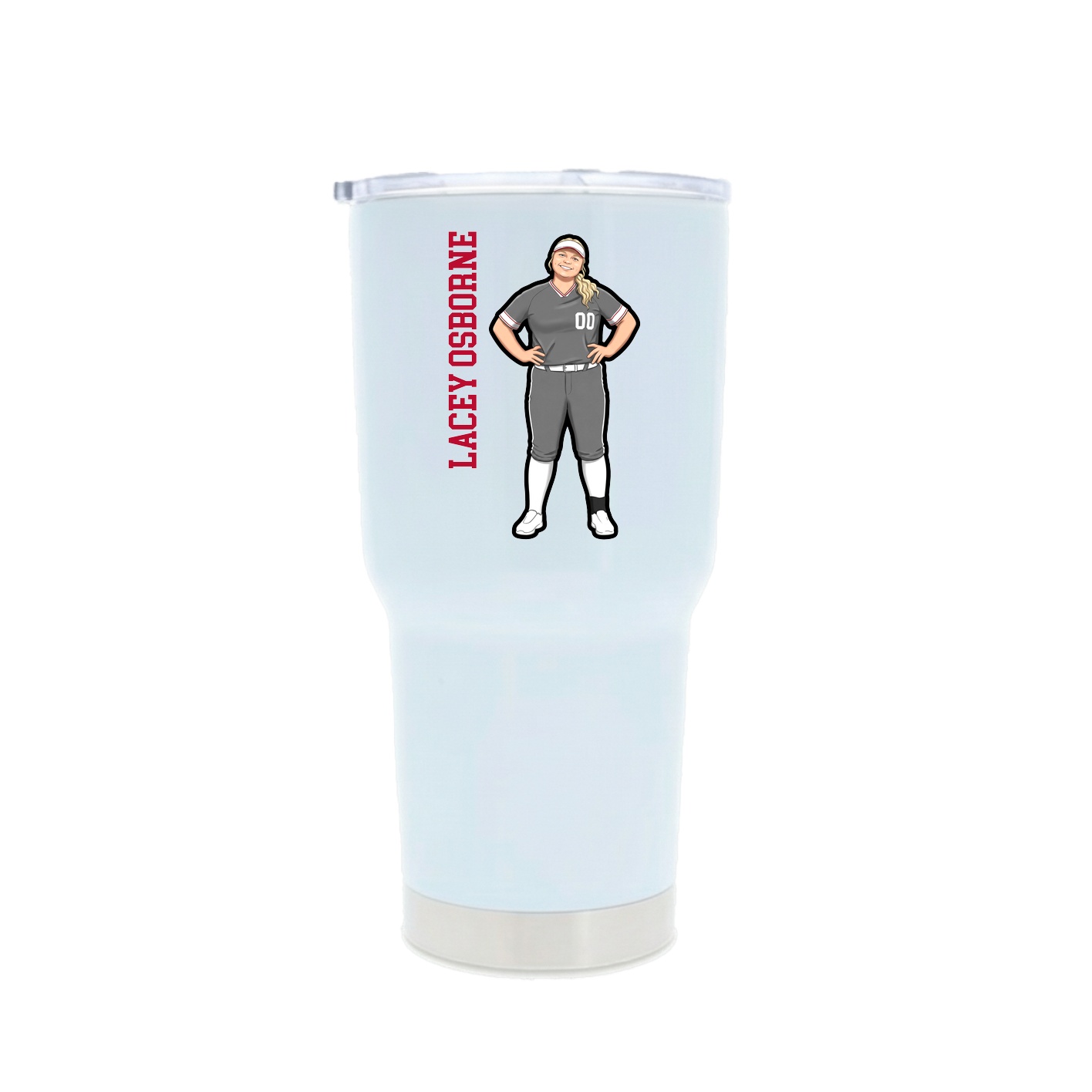 30oz Stainless Steel Tumbler — Name Vertical in White