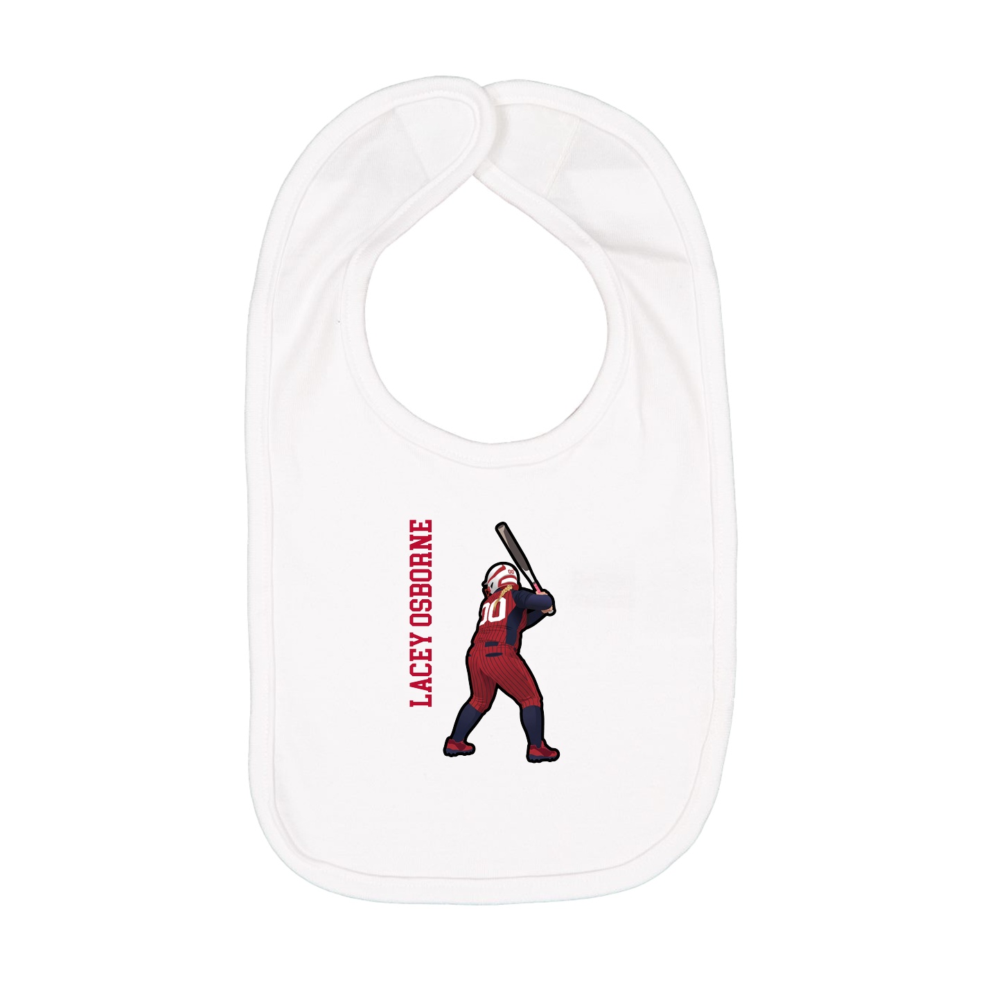 Infant Bib — Name Vertical in White