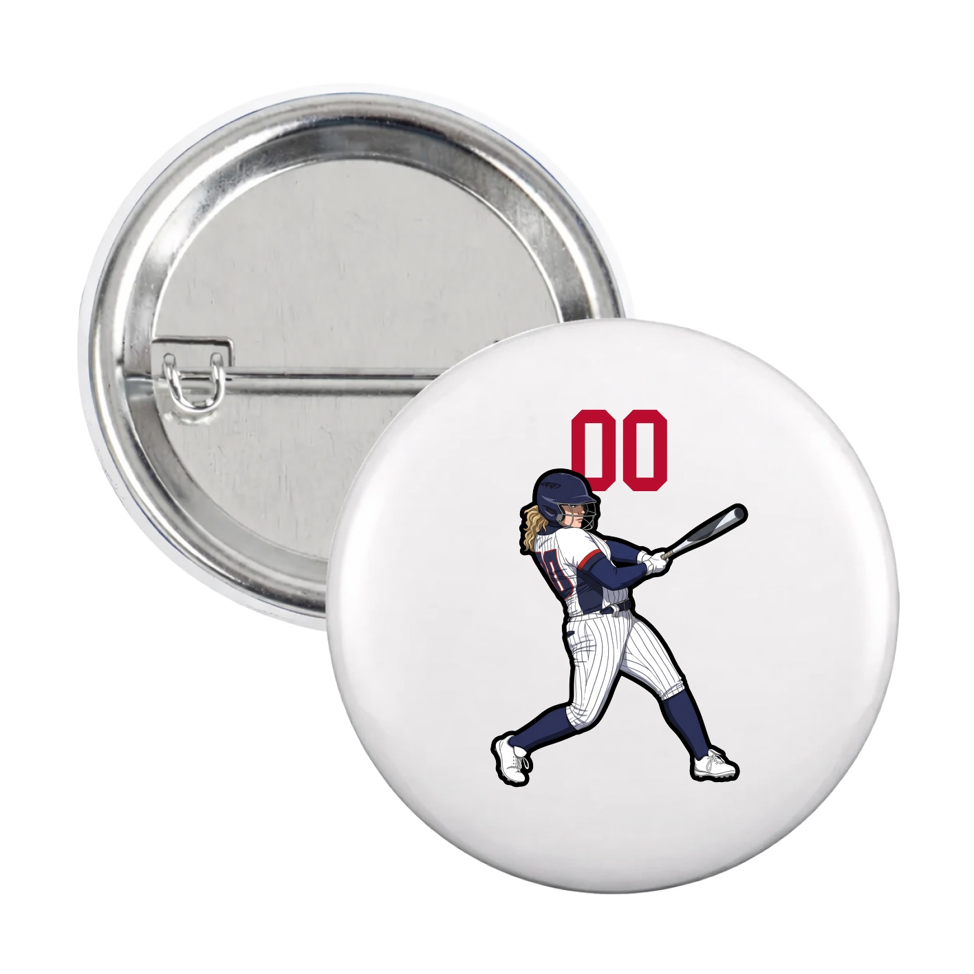Game Day Button — Number Top in White