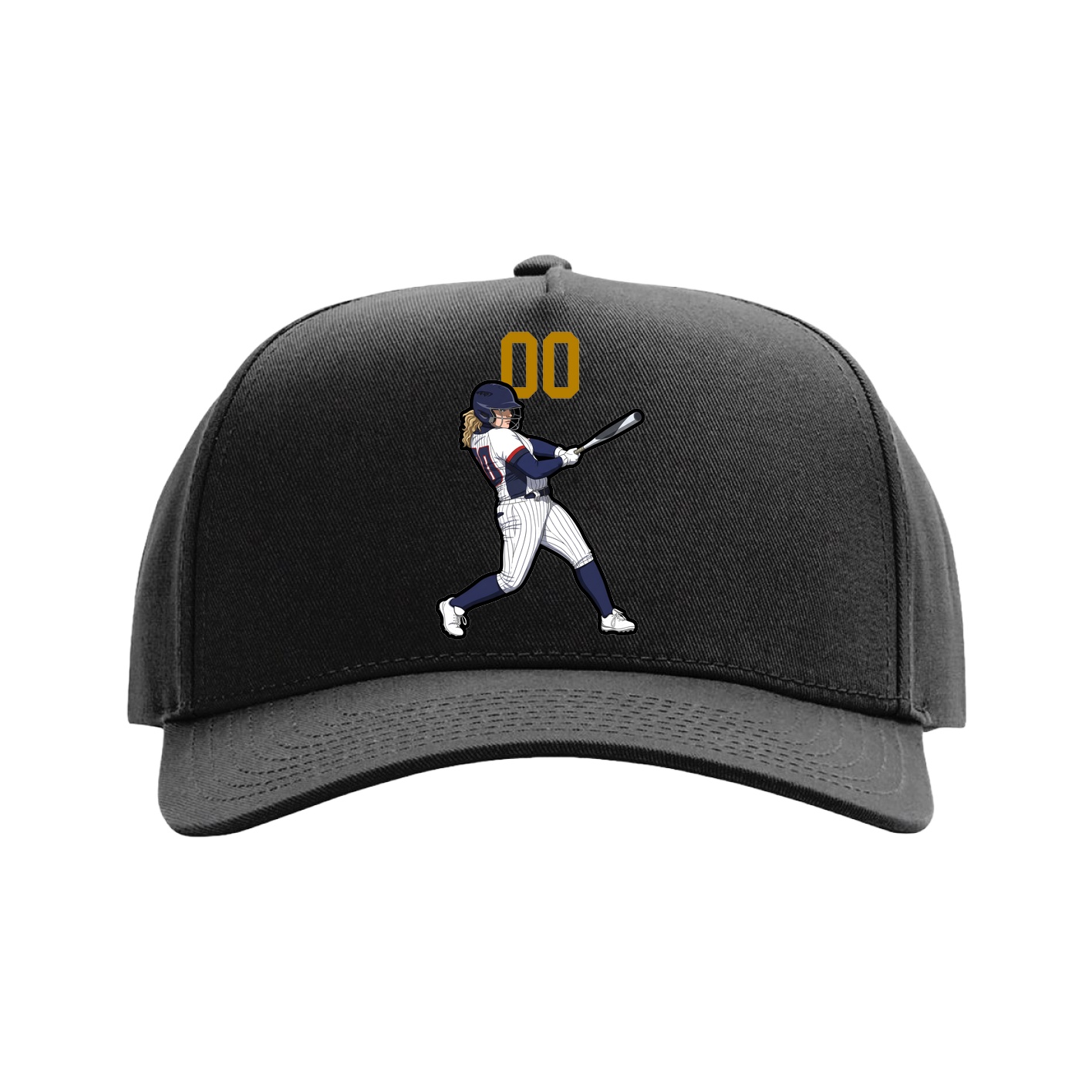 Full Fabric Five-Panel Champ Cap — Number Top in Black