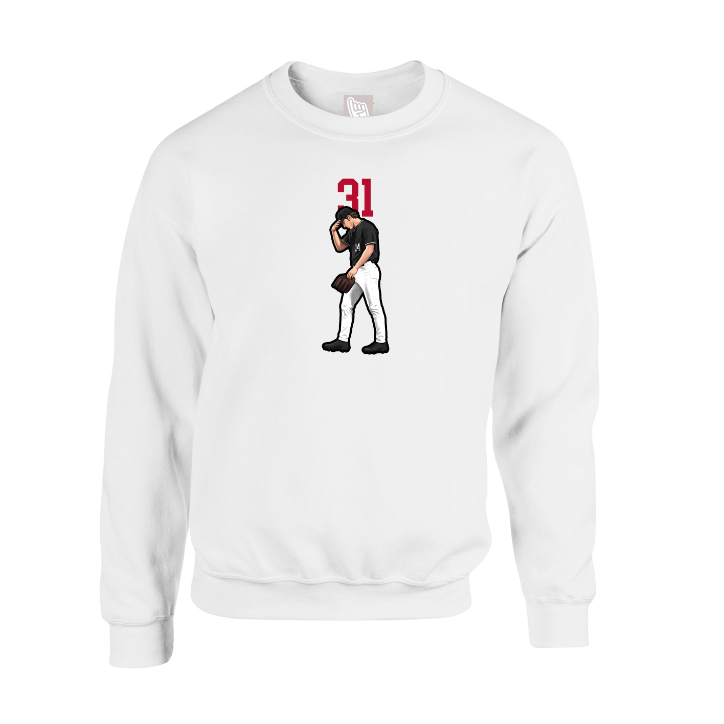 Fleece Crew — Number Top in White