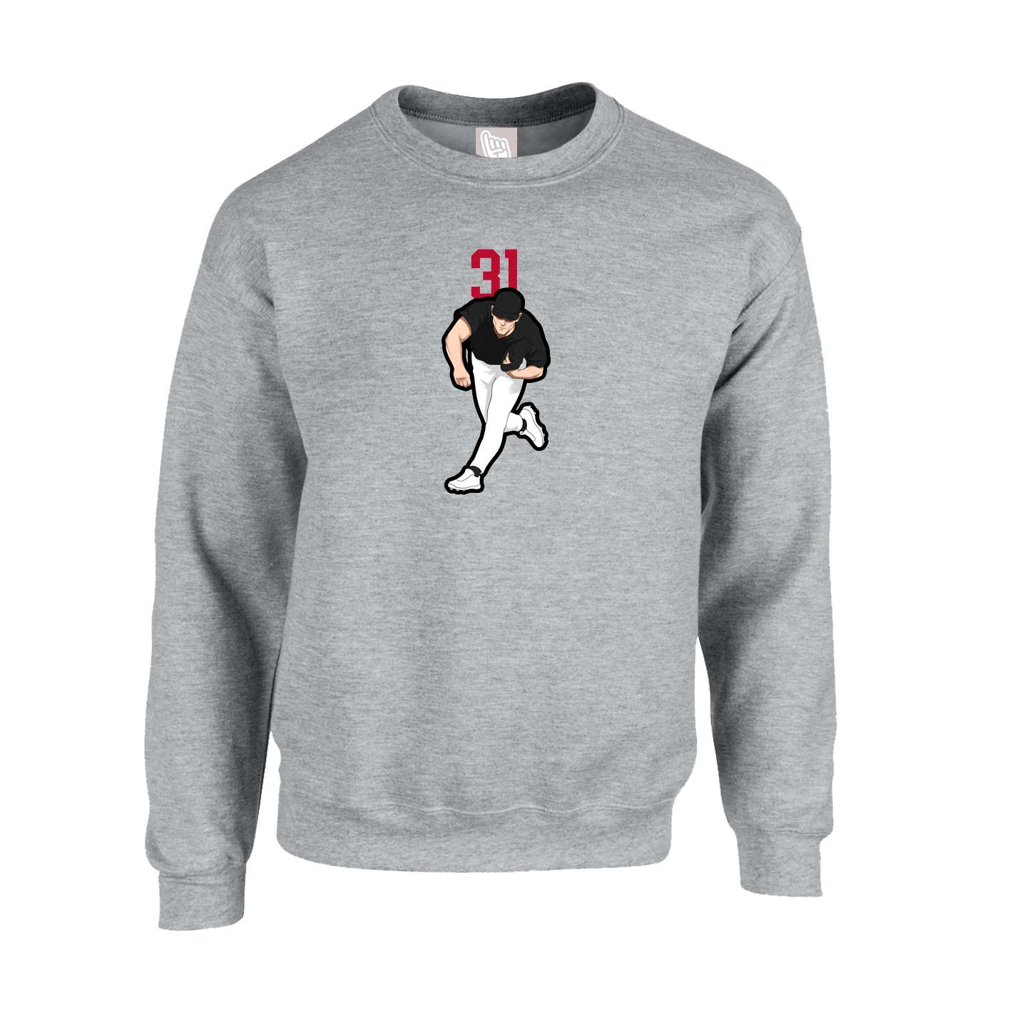 Fleece Crew — Number Top in Grey